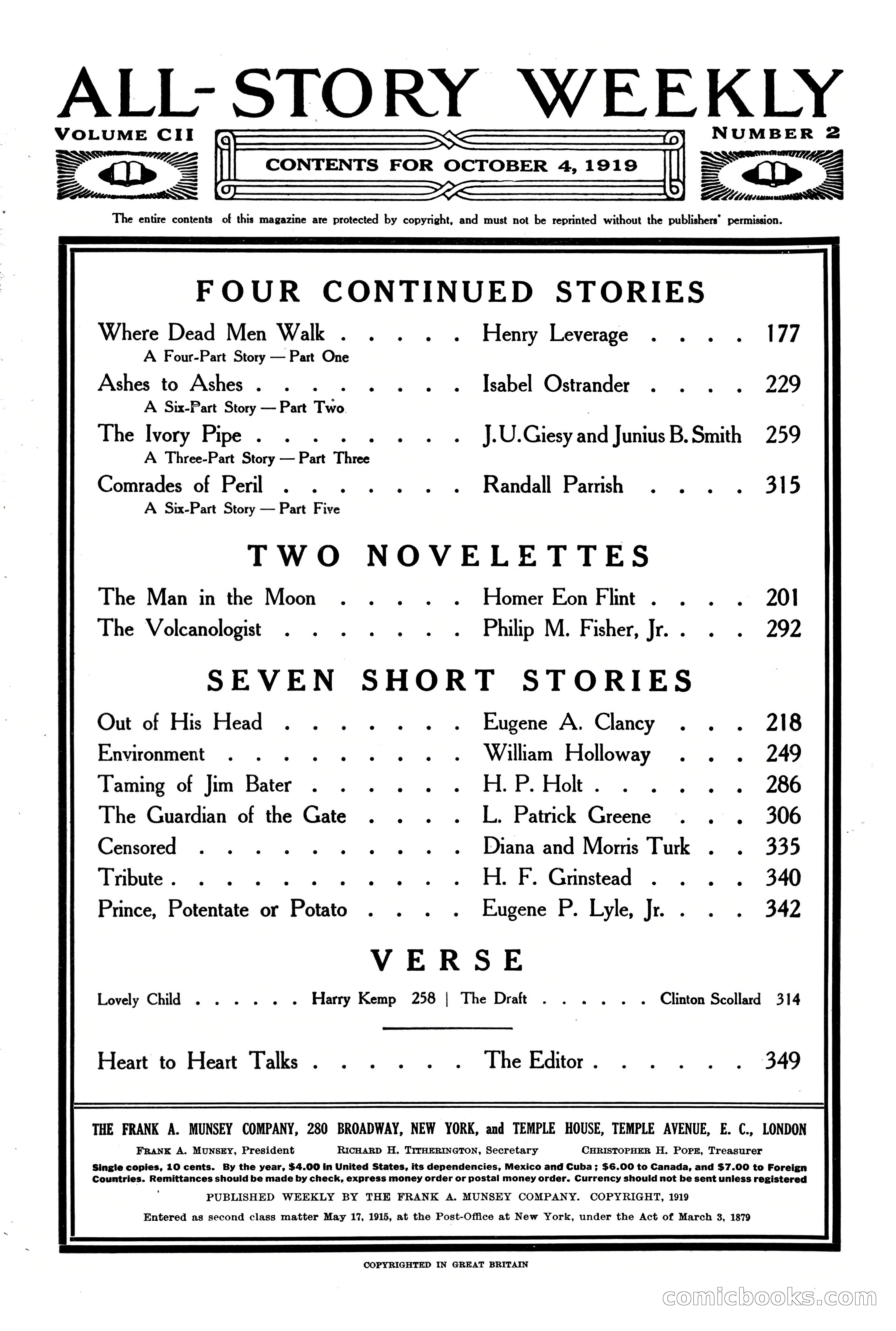 All-Story Weekly, October 4, 1919 — page 4 of 208