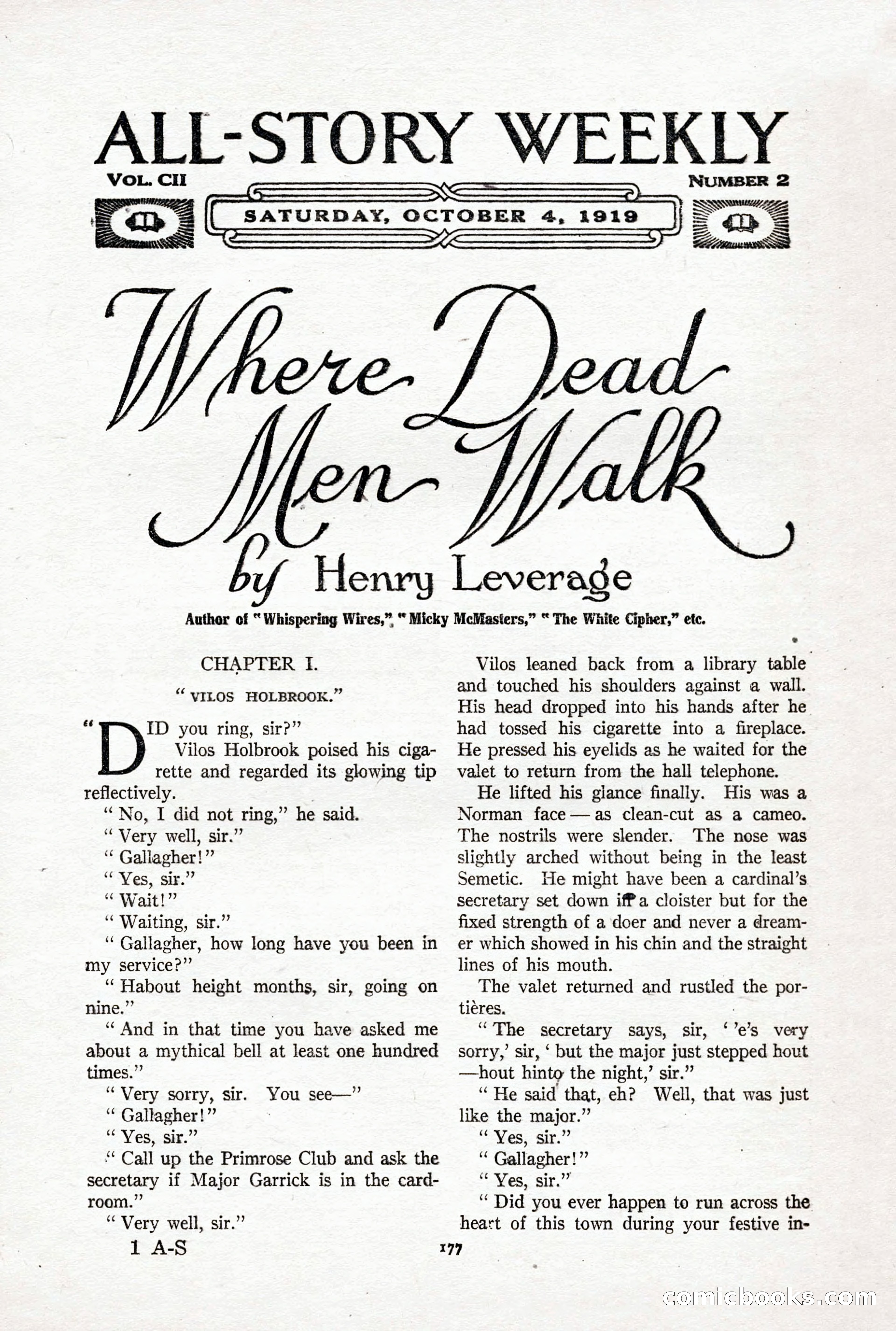 All-Story Weekly, October 4, 1919 — page 15 of 208
