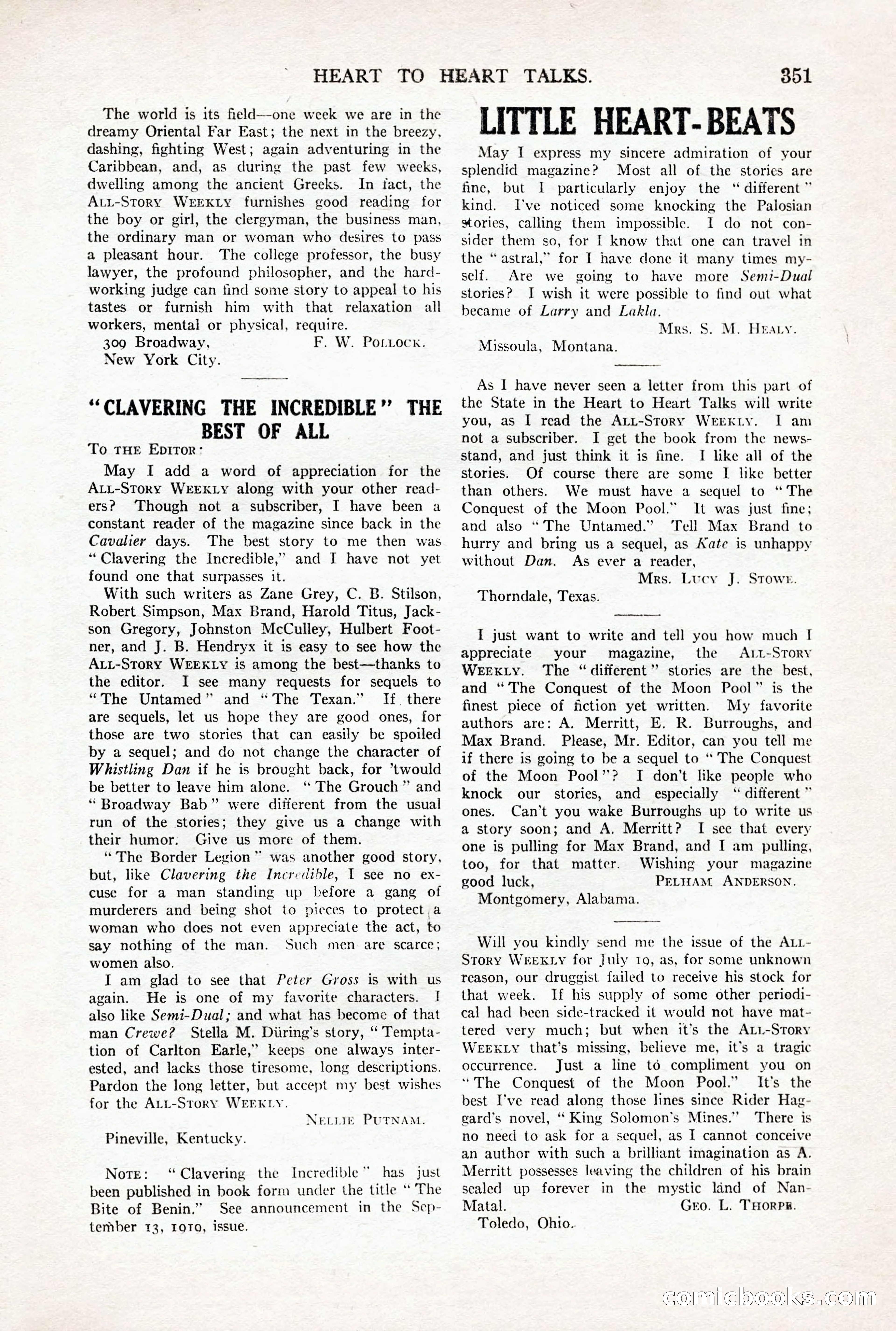 All-Story Weekly, October 4, 1919 — page 189 of 208