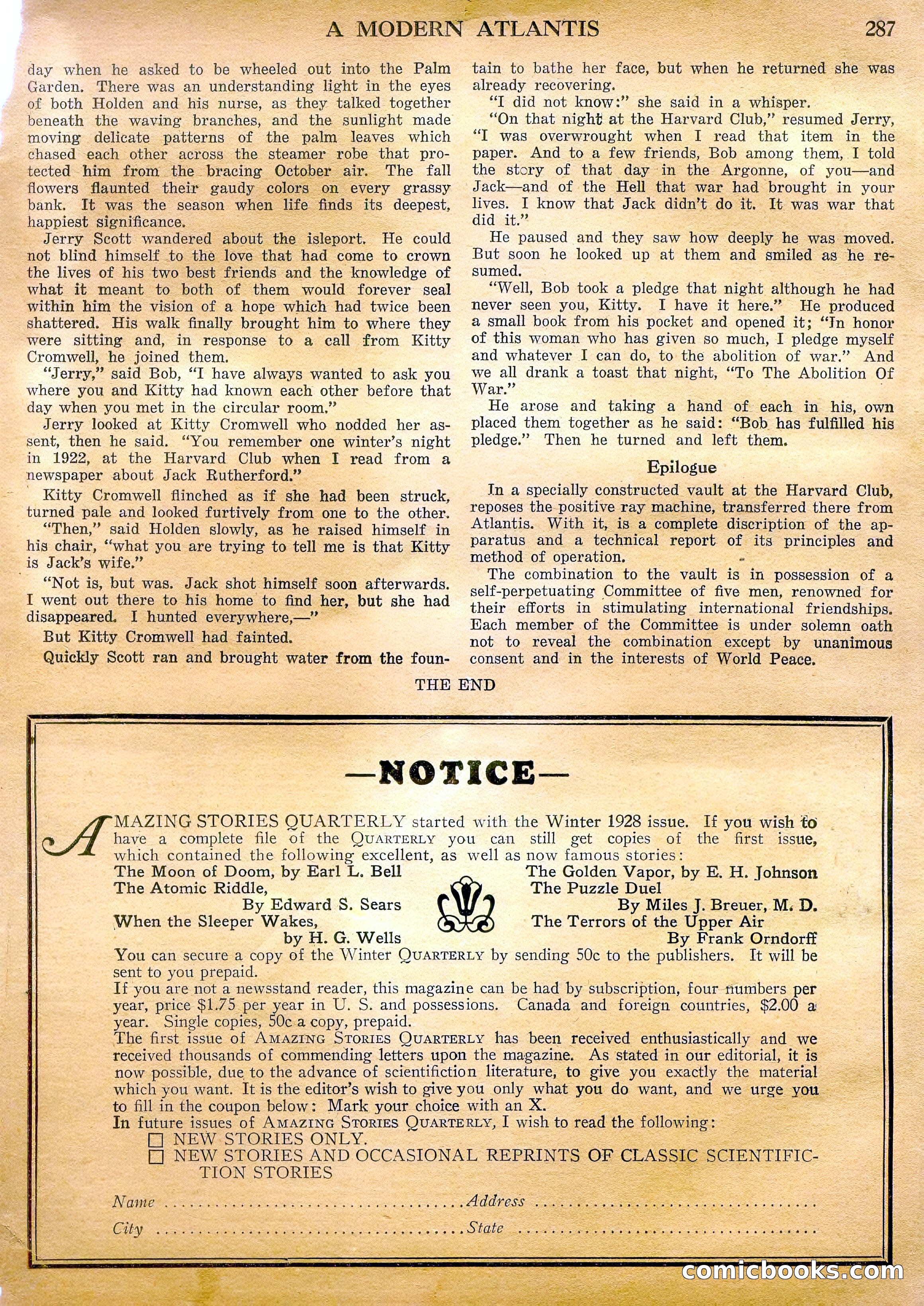 Amazing Stories Quarterly, Spring 1928 — page 144 of 145