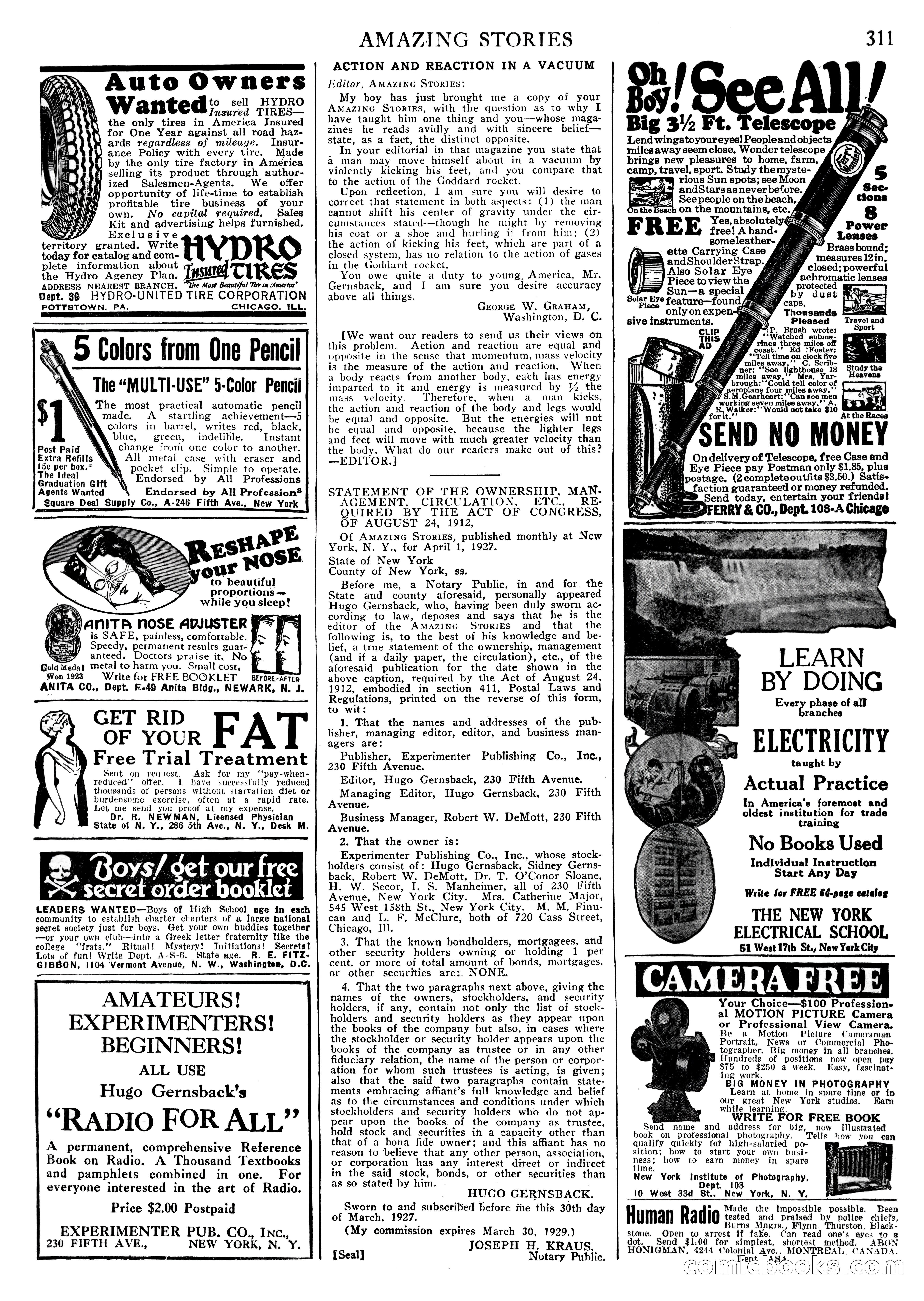 Amazing Stories, Vol. 2 No. 3 — page 105 of 108