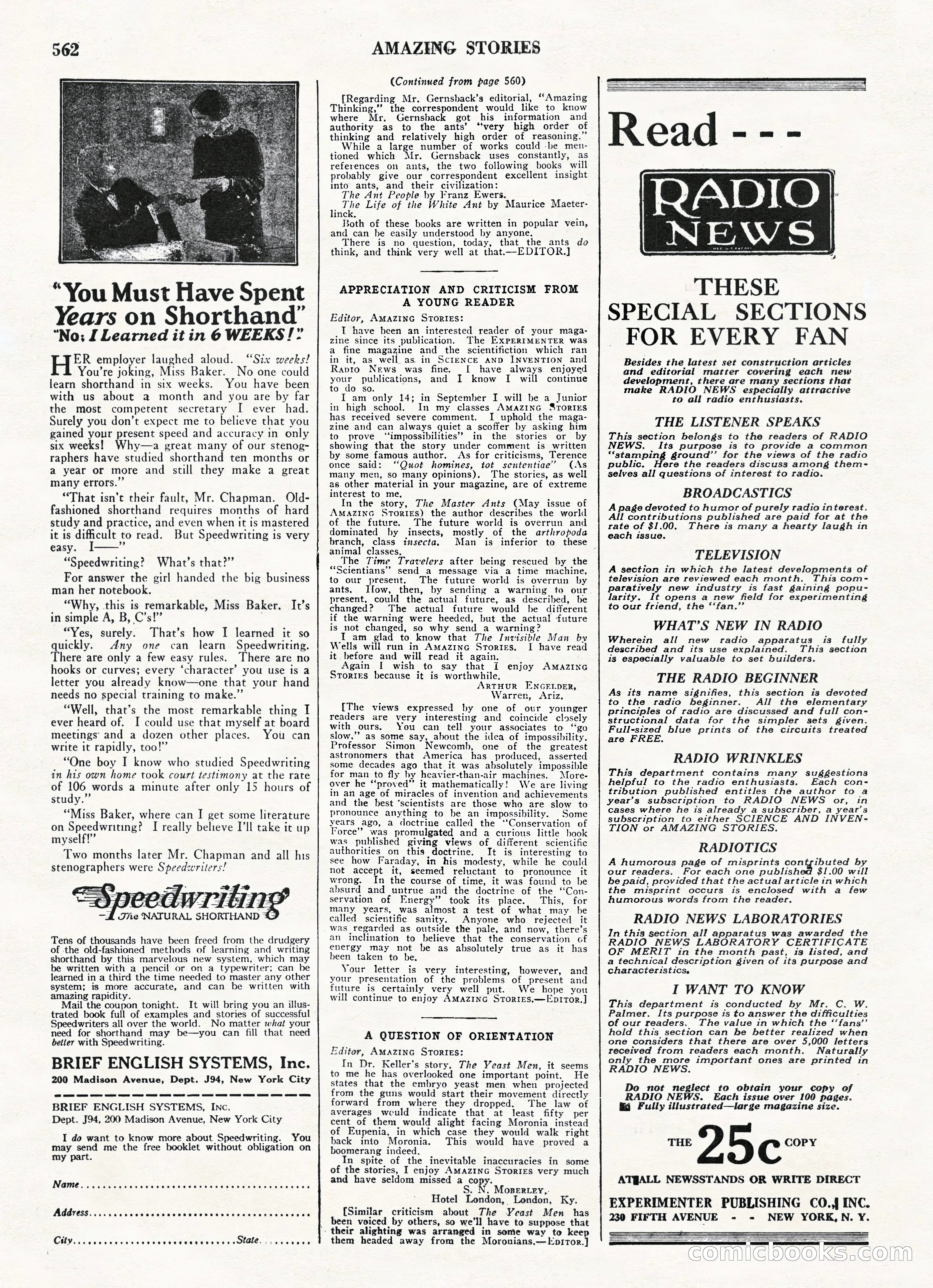 Amazing Stories, Vol. 3 No. 6 — page 84 of 100
