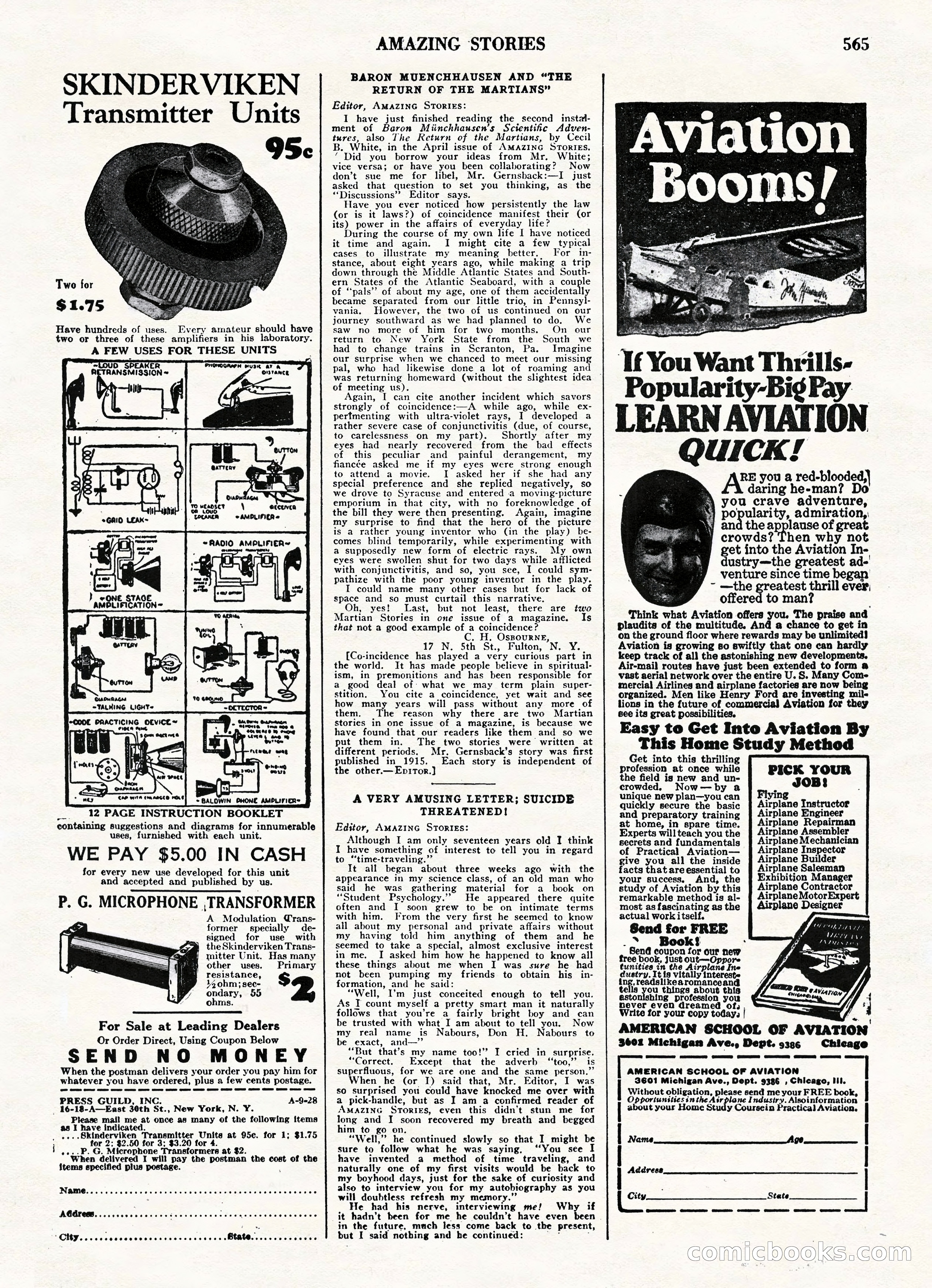 Amazing Stories, Vol. 3 No. 6 — page 87 of 100