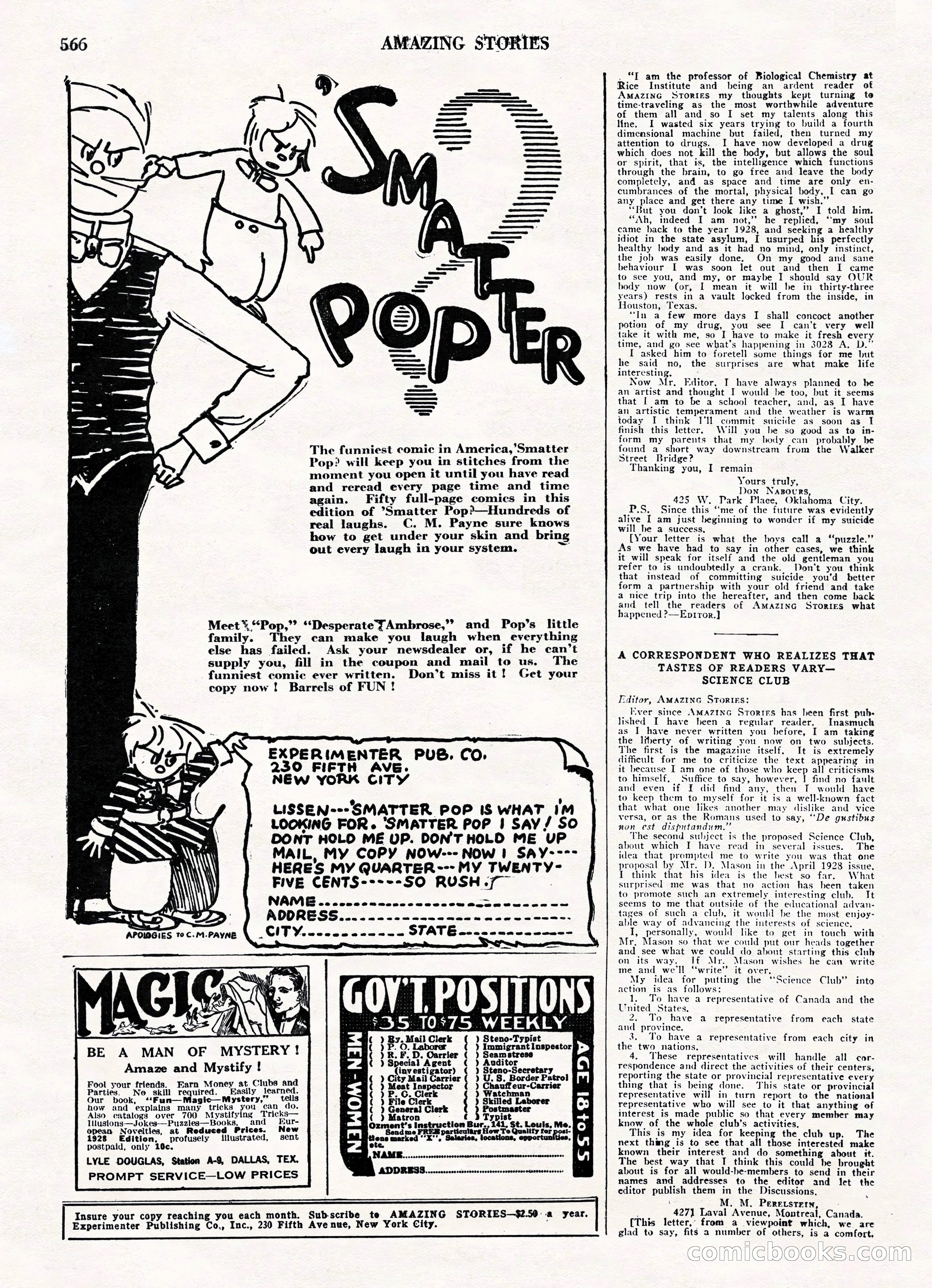 Amazing Stories, Vol. 3 No. 6 — page 88 of 100