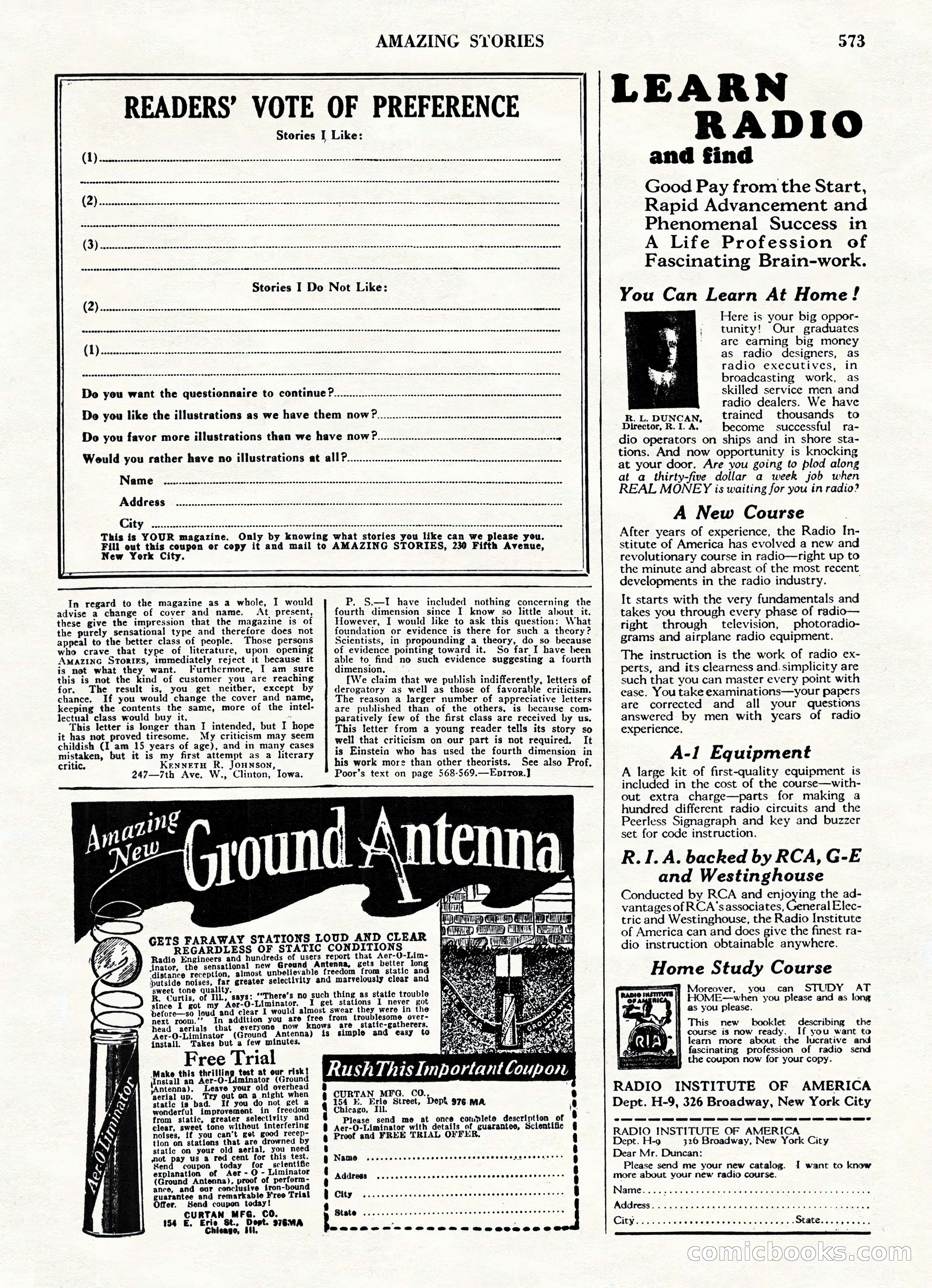 Amazing Stories, Vol. 3 No. 6 — page 95 of 100