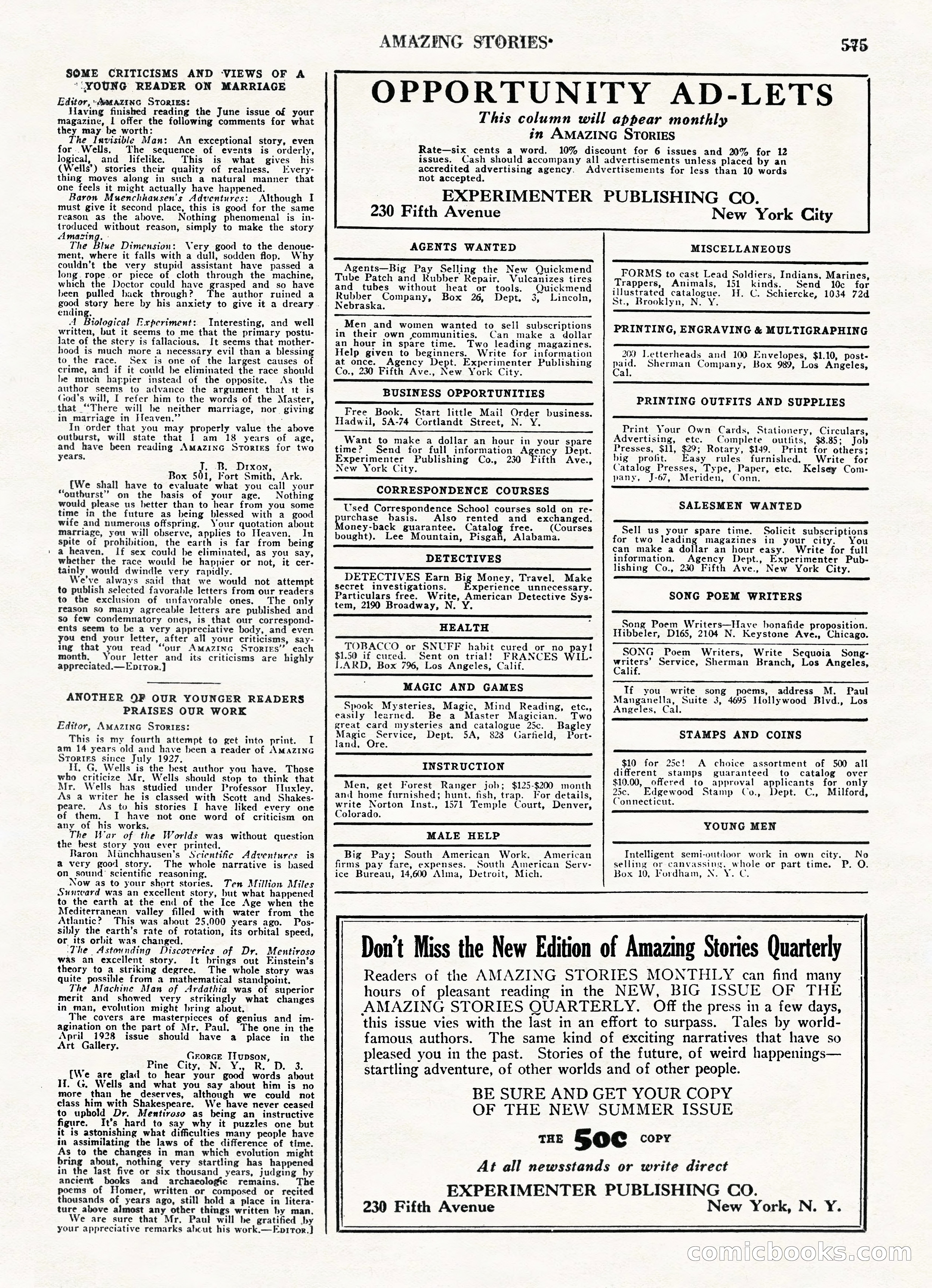 Amazing Stories, Vol. 3 No. 6 — page 97 of 100