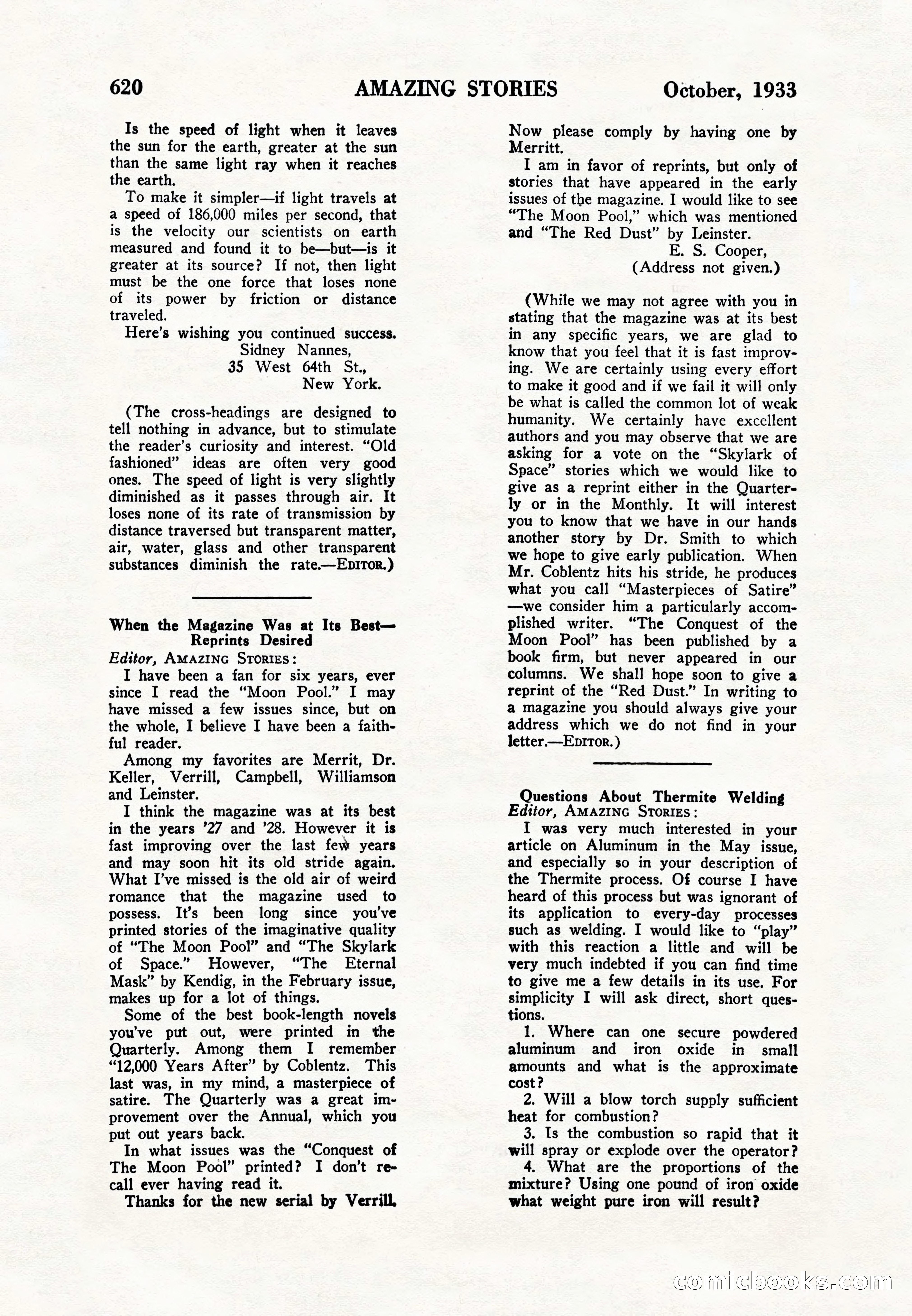 Amazing Stories, Vol. 8, No. 6 — page 142 of 148