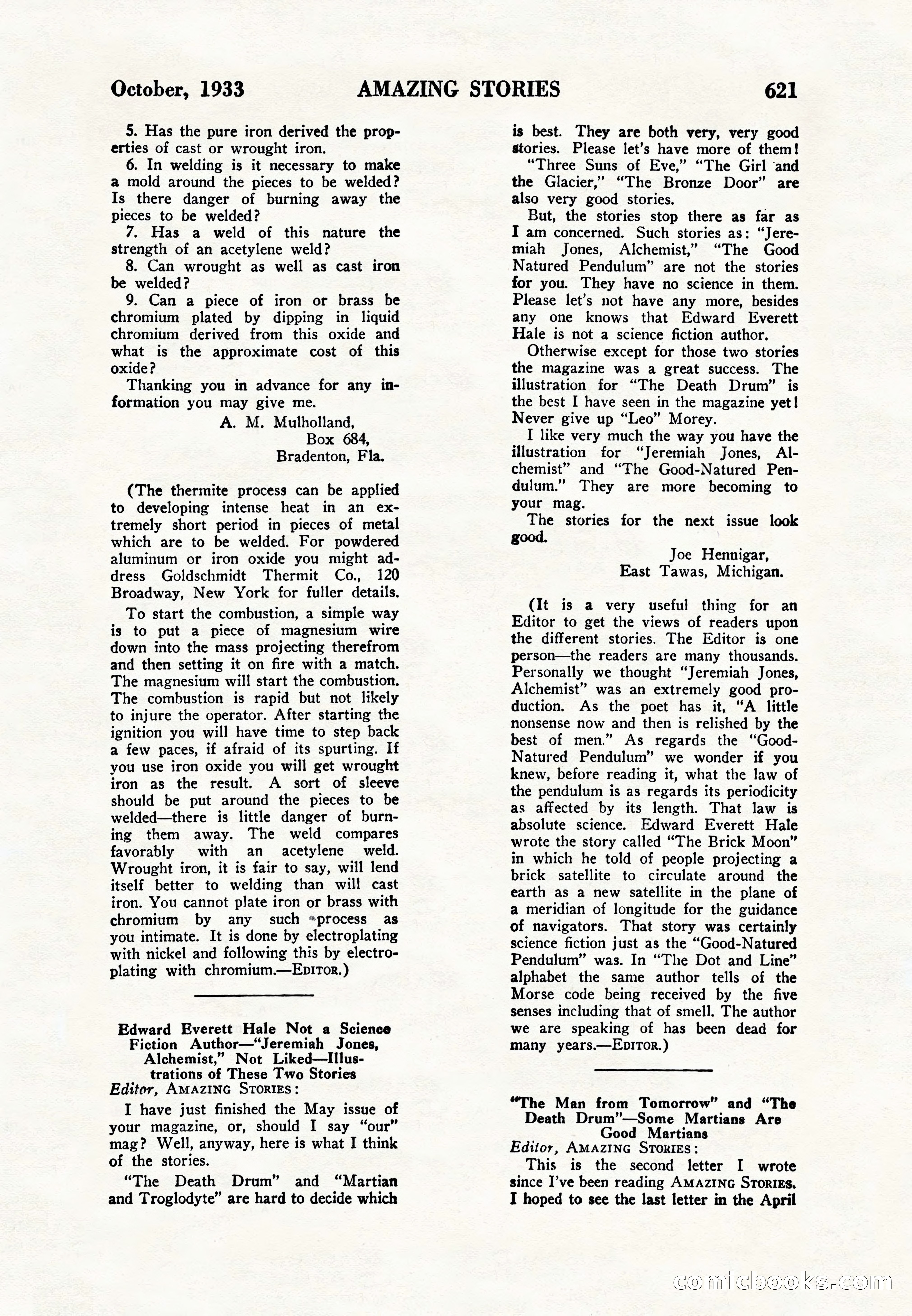 Amazing Stories, Vol. 8, No. 6 — page 143 of 148