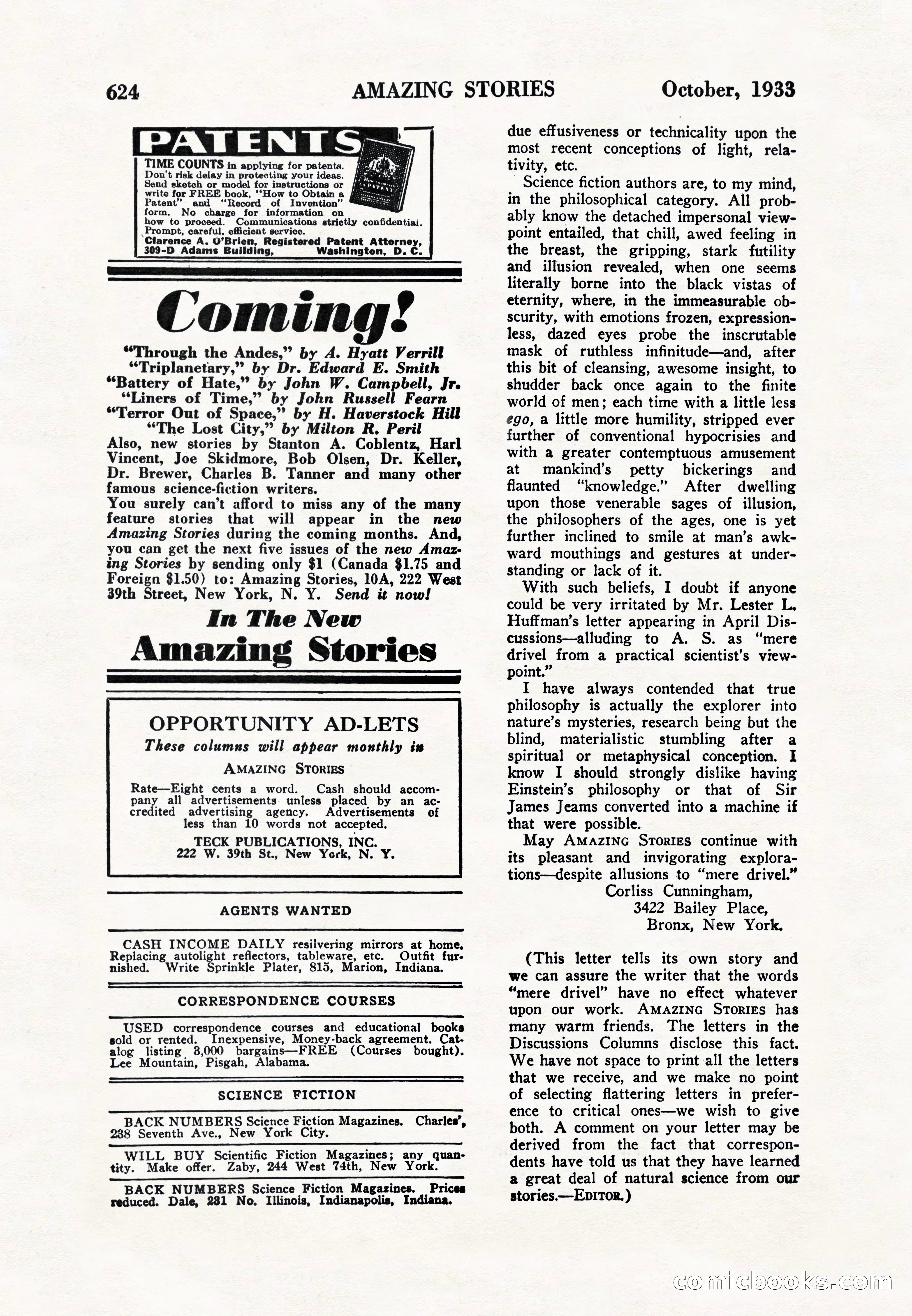 Amazing Stories, Vol. 8, No. 6 — page 146 of 148