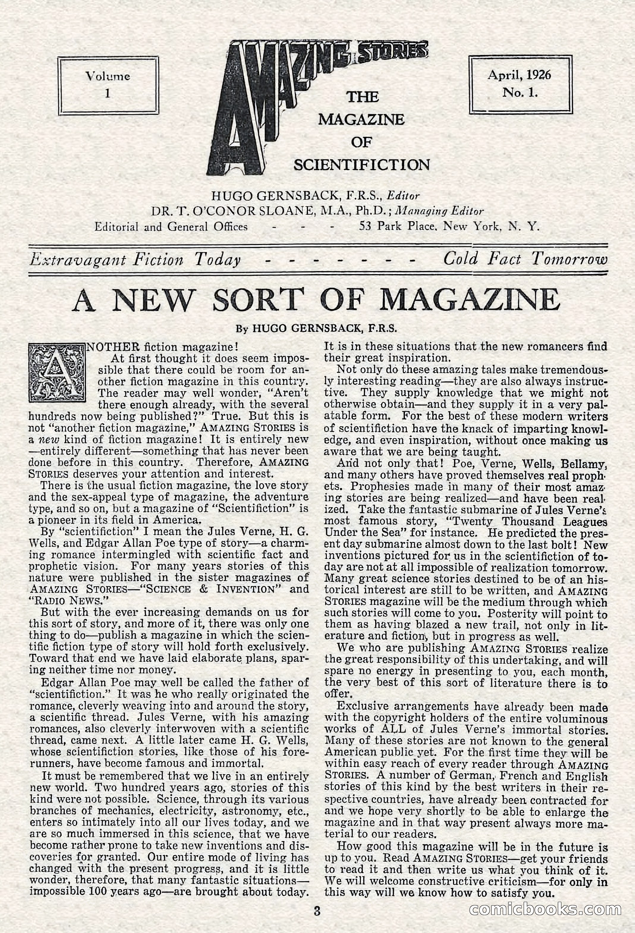Amazing Stories, Vol. 1, No. 1 — page 5 of 101