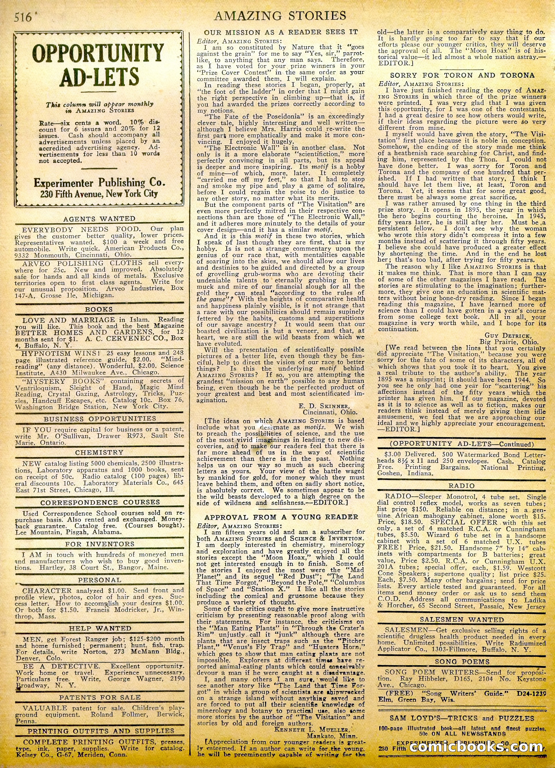 Amazing Stories, Vol. 2, No. 5 — page 101 of 107