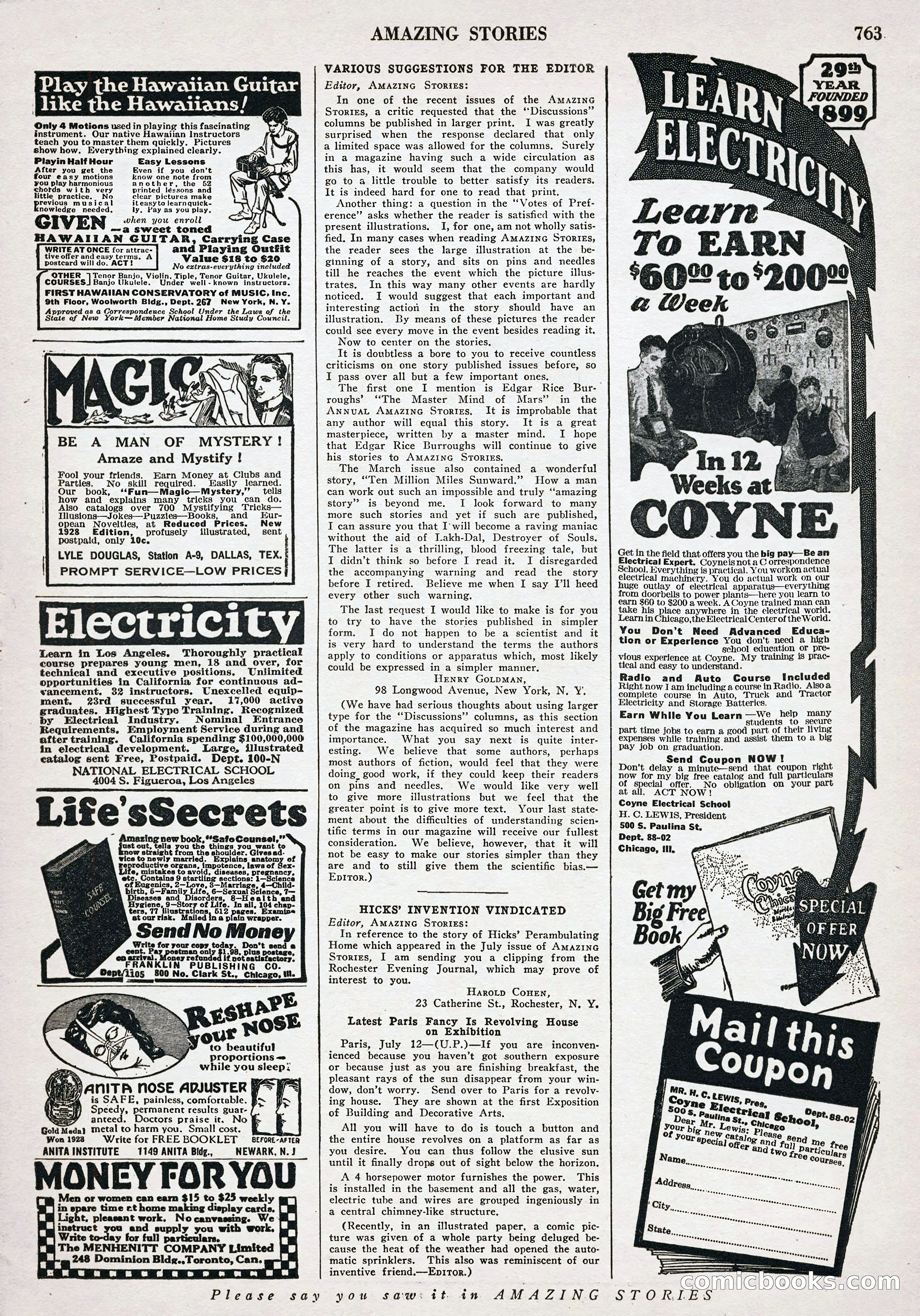 Amazing Stories, Vol. 3 No. 8 — page 93 of 98