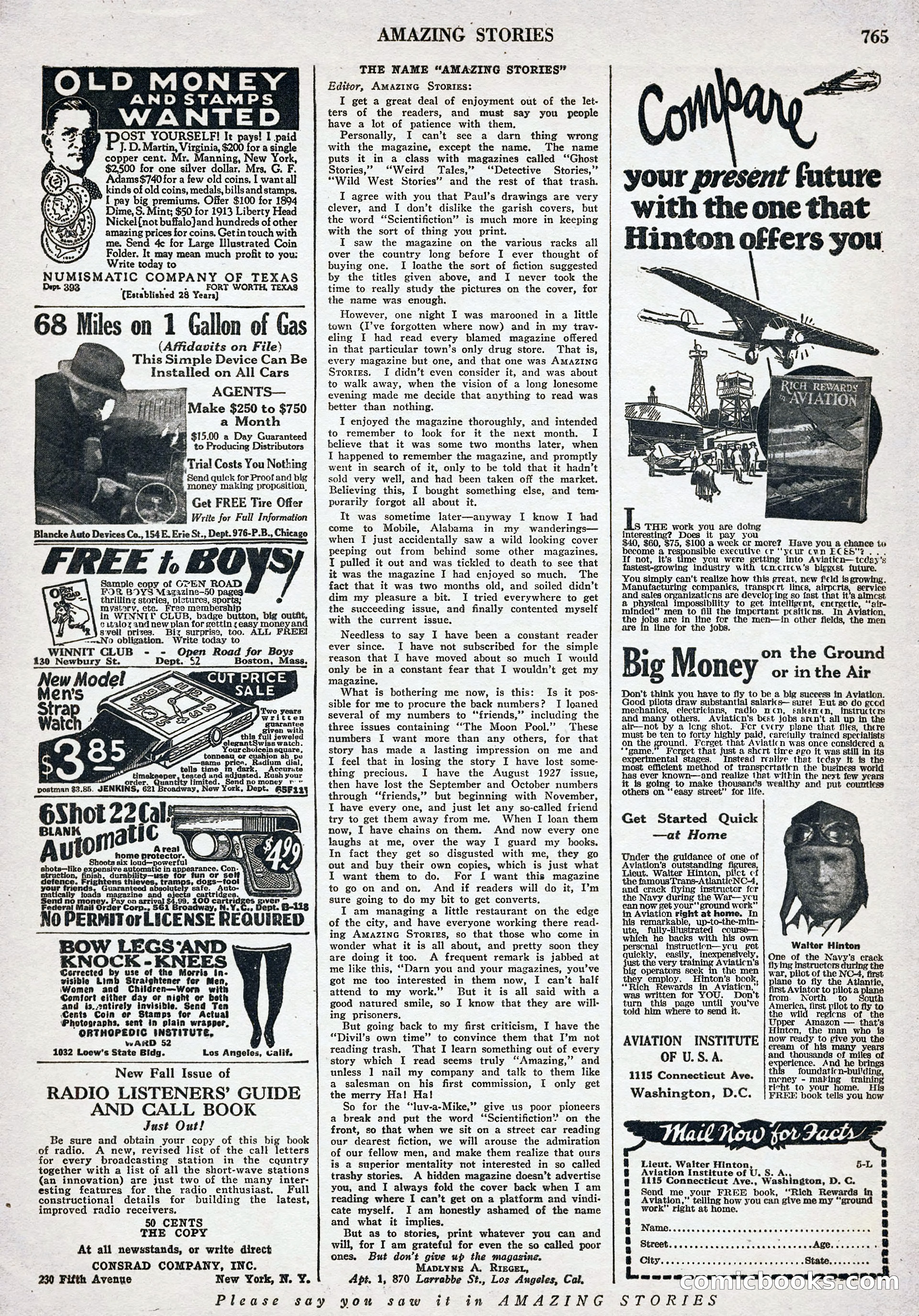 Amazing Stories, Vol. 3 No. 8 — page 95 of 98