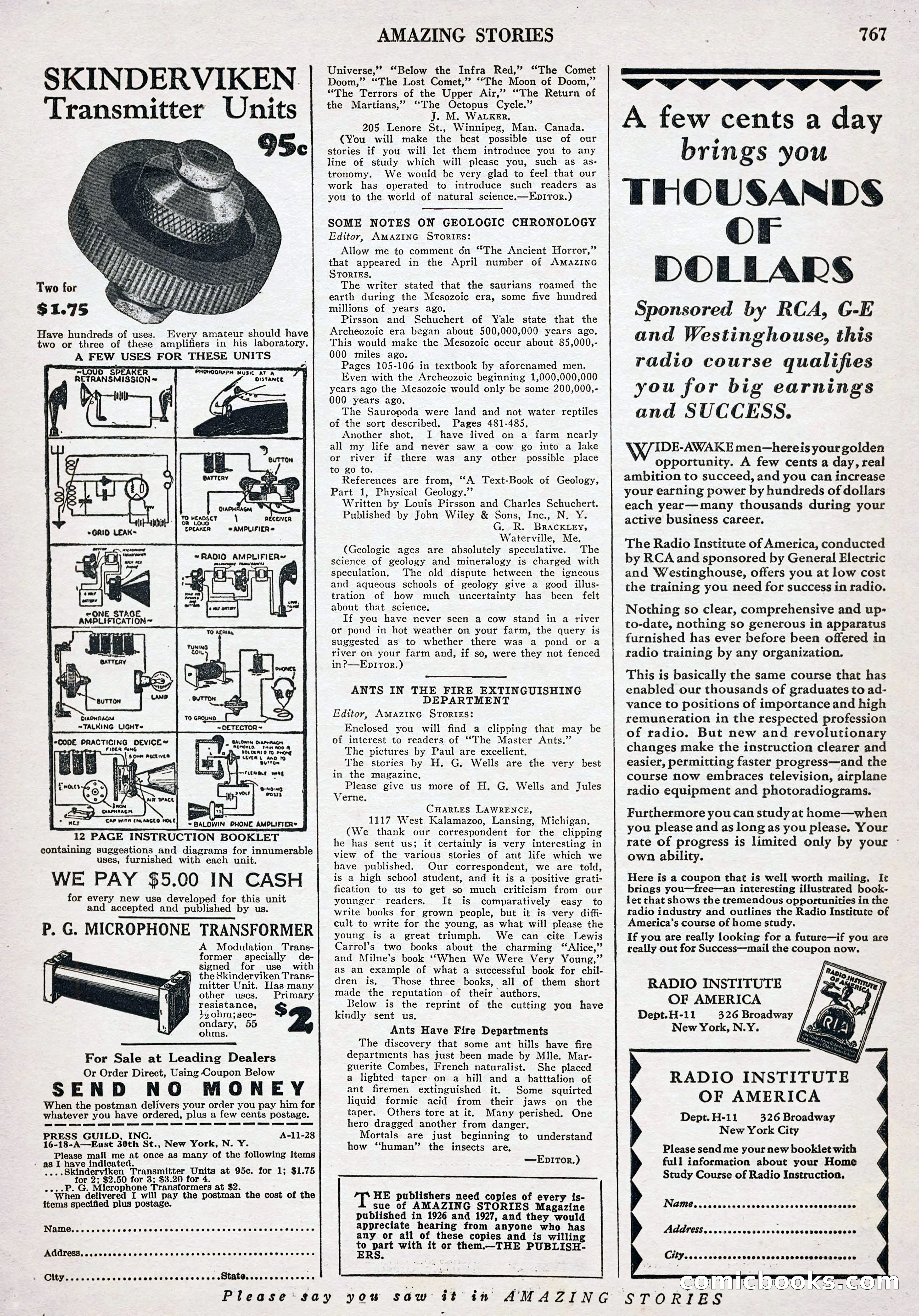 Amazing Stories, Vol. 3 No. 8 — page 97 of 98