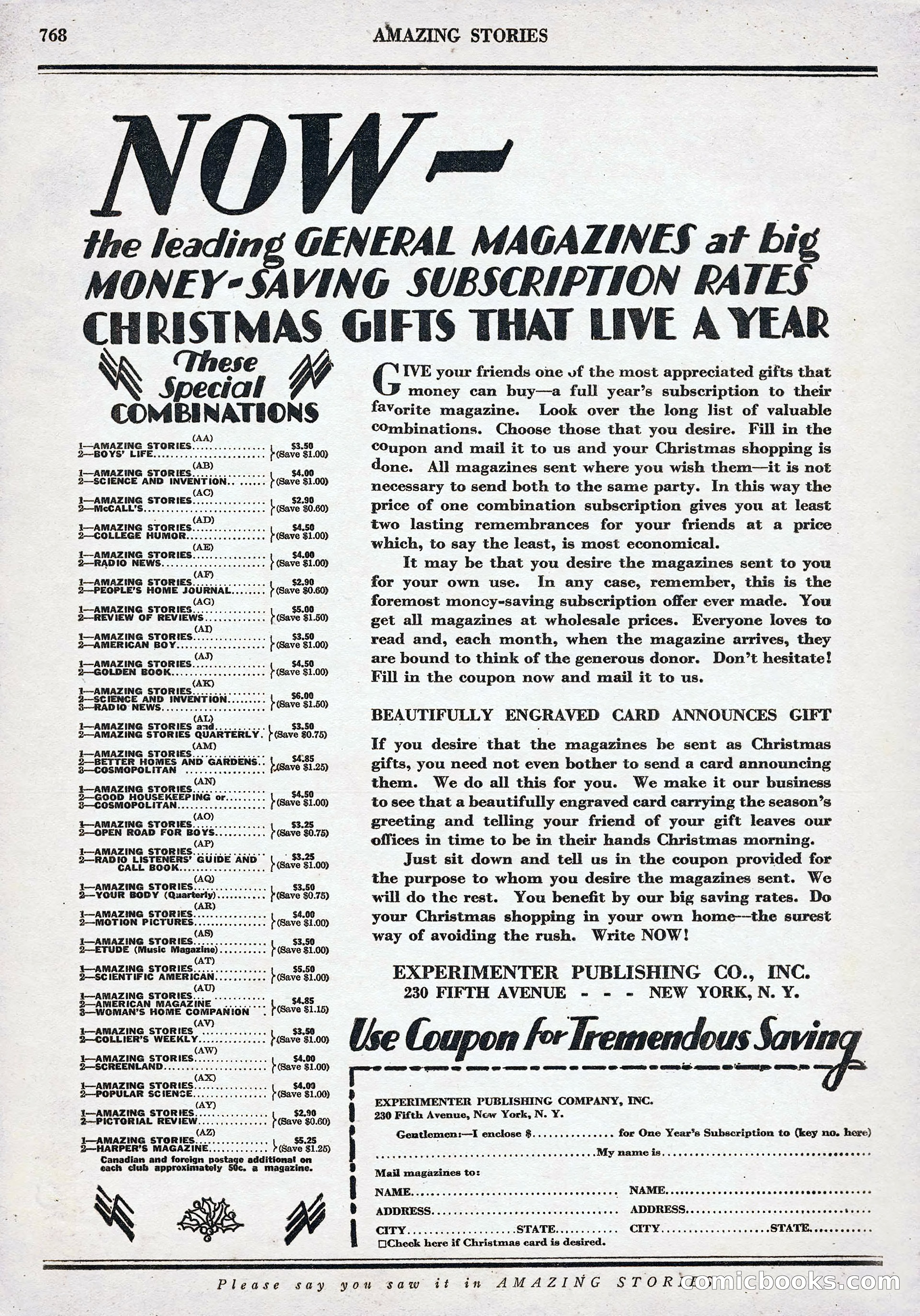 Amazing Stories, Vol. 3 No. 8 — page 98 of 98