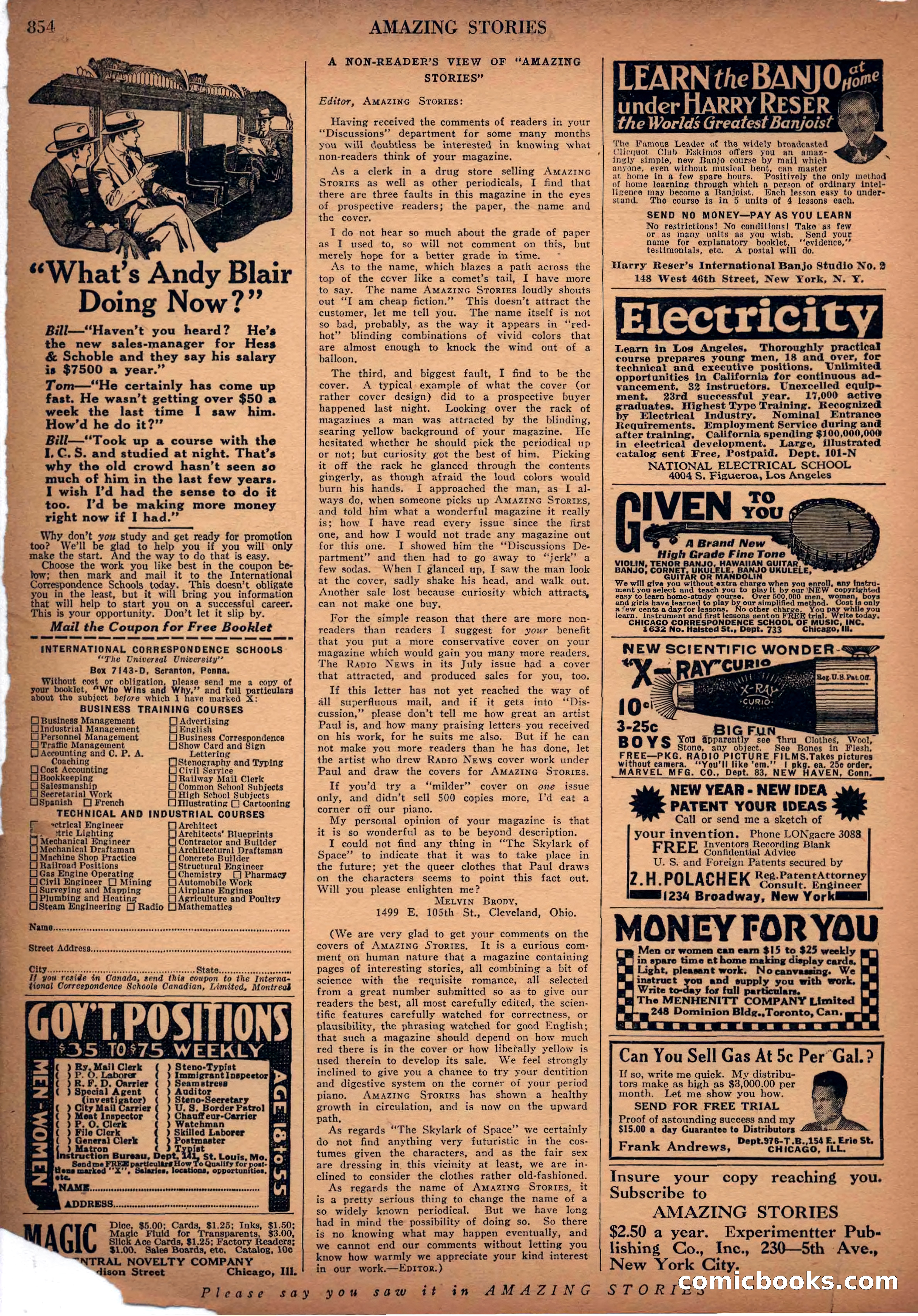 Amazing Stories, Vol. 3, No. 9 — page 89 of 99