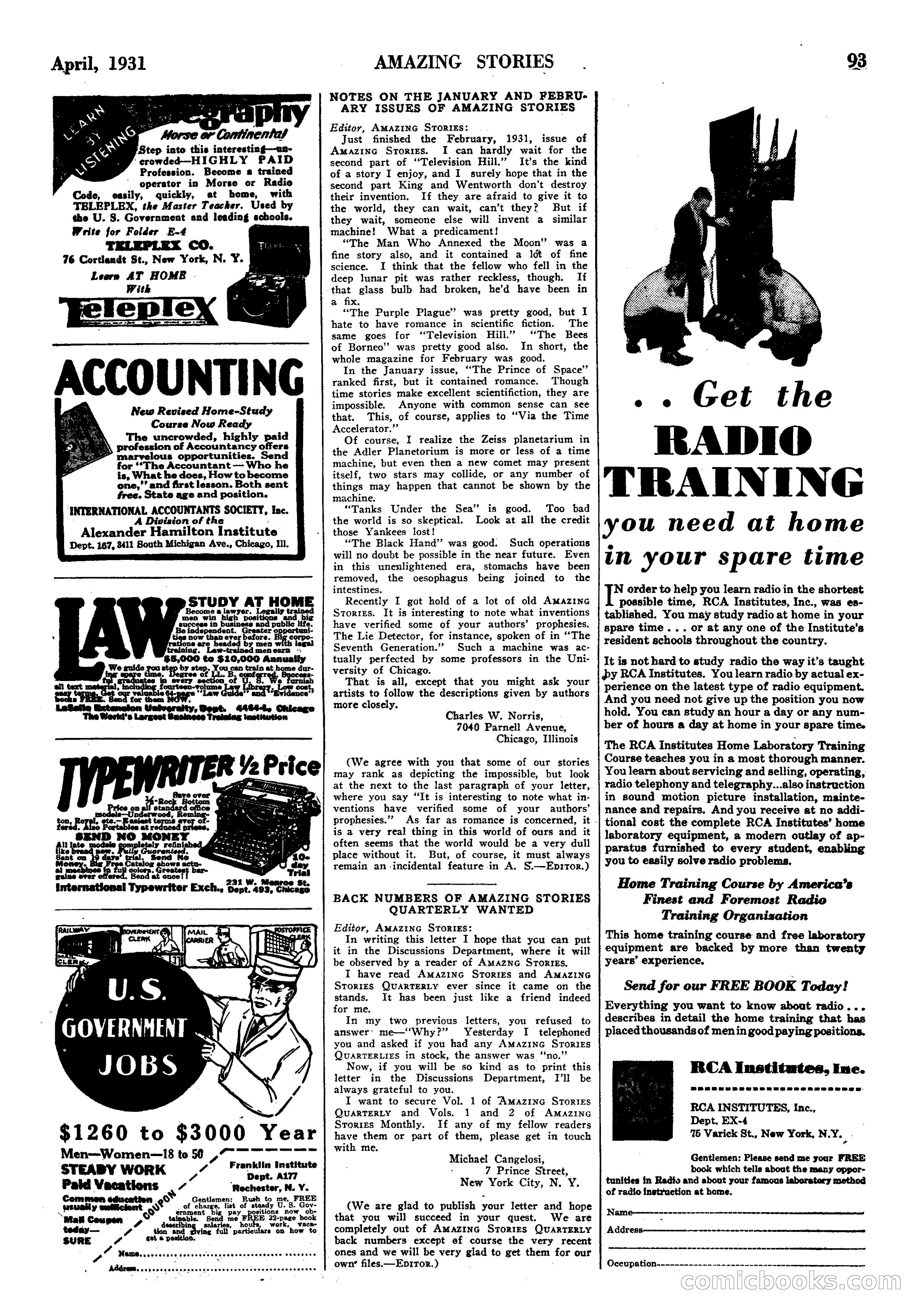 Amazing Stories, April 1931 — page 95 of 100
