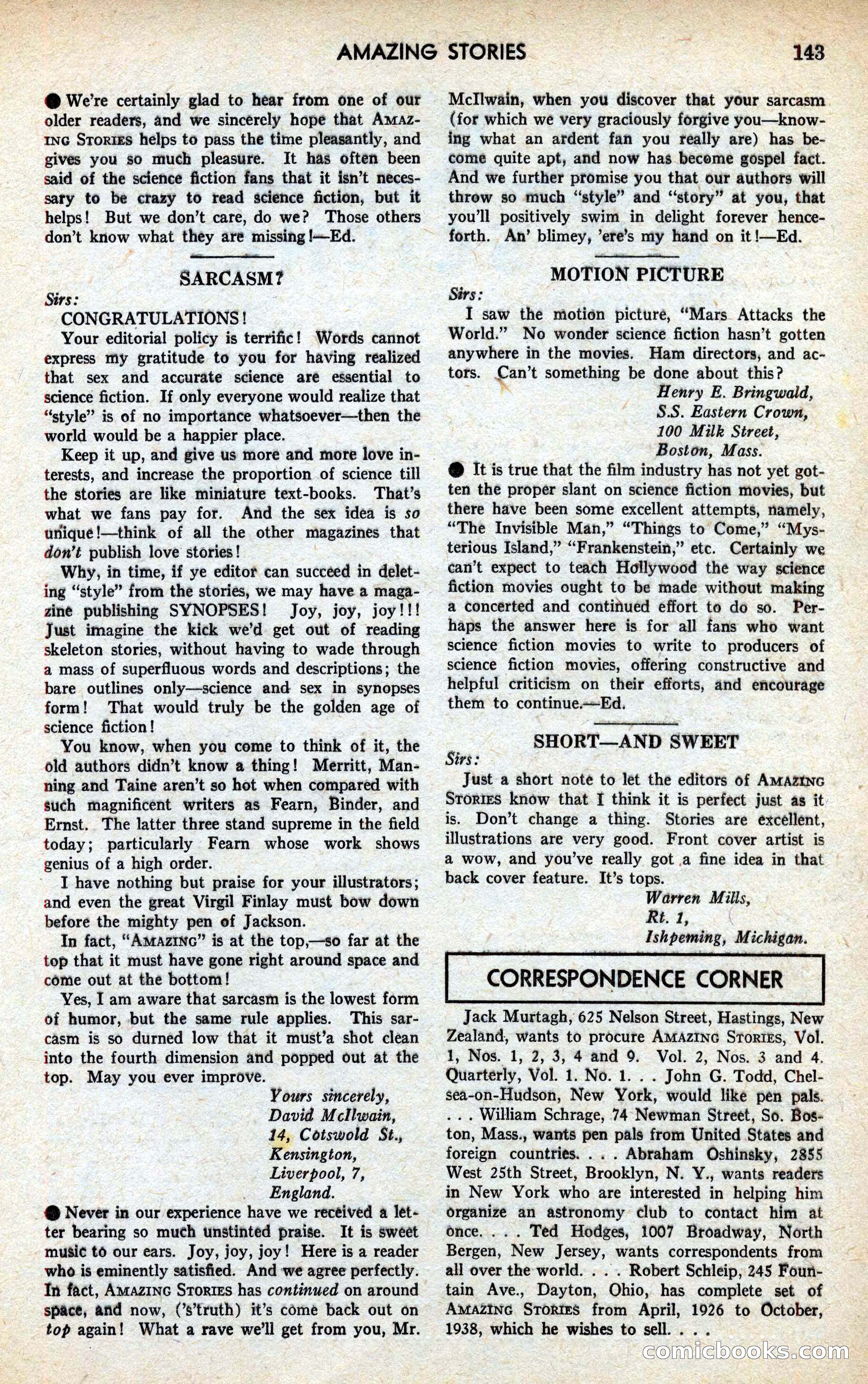 Amazing Stories, March 1939 — page 144 of 149