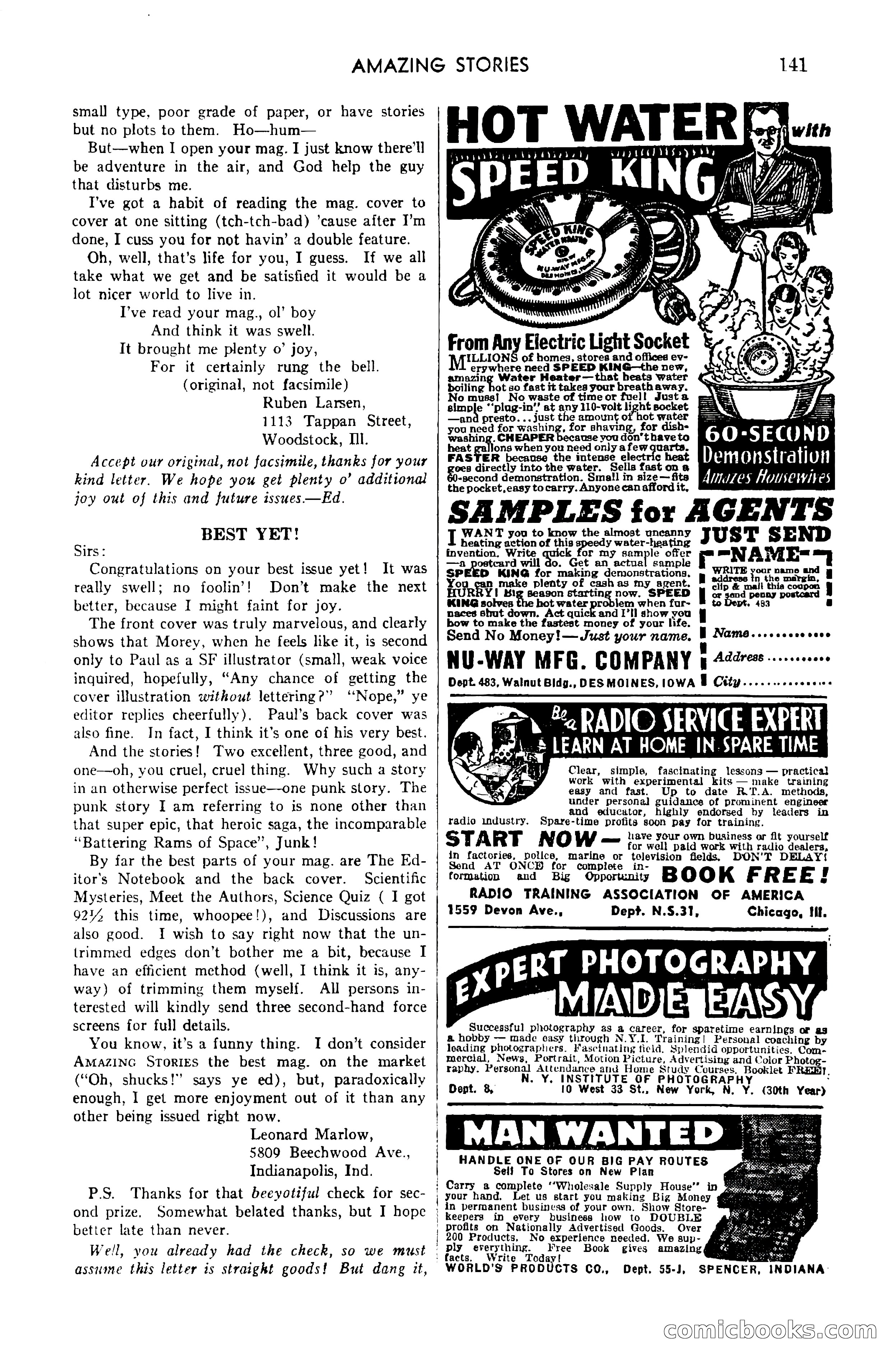 Amazing Stories, April 1941 — page 141 of 148