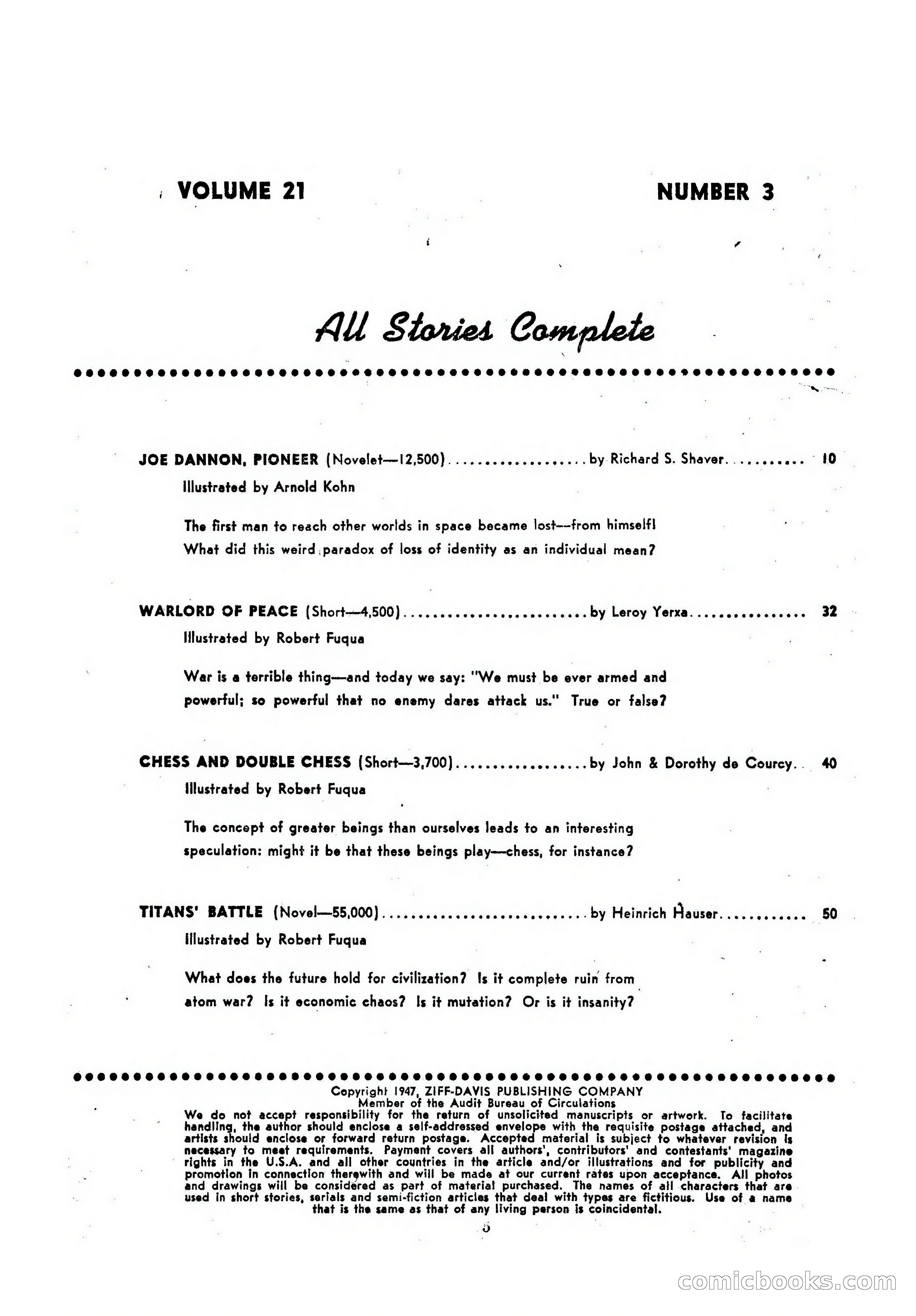 Amazing Stories, March 1947 — page 5 of 180