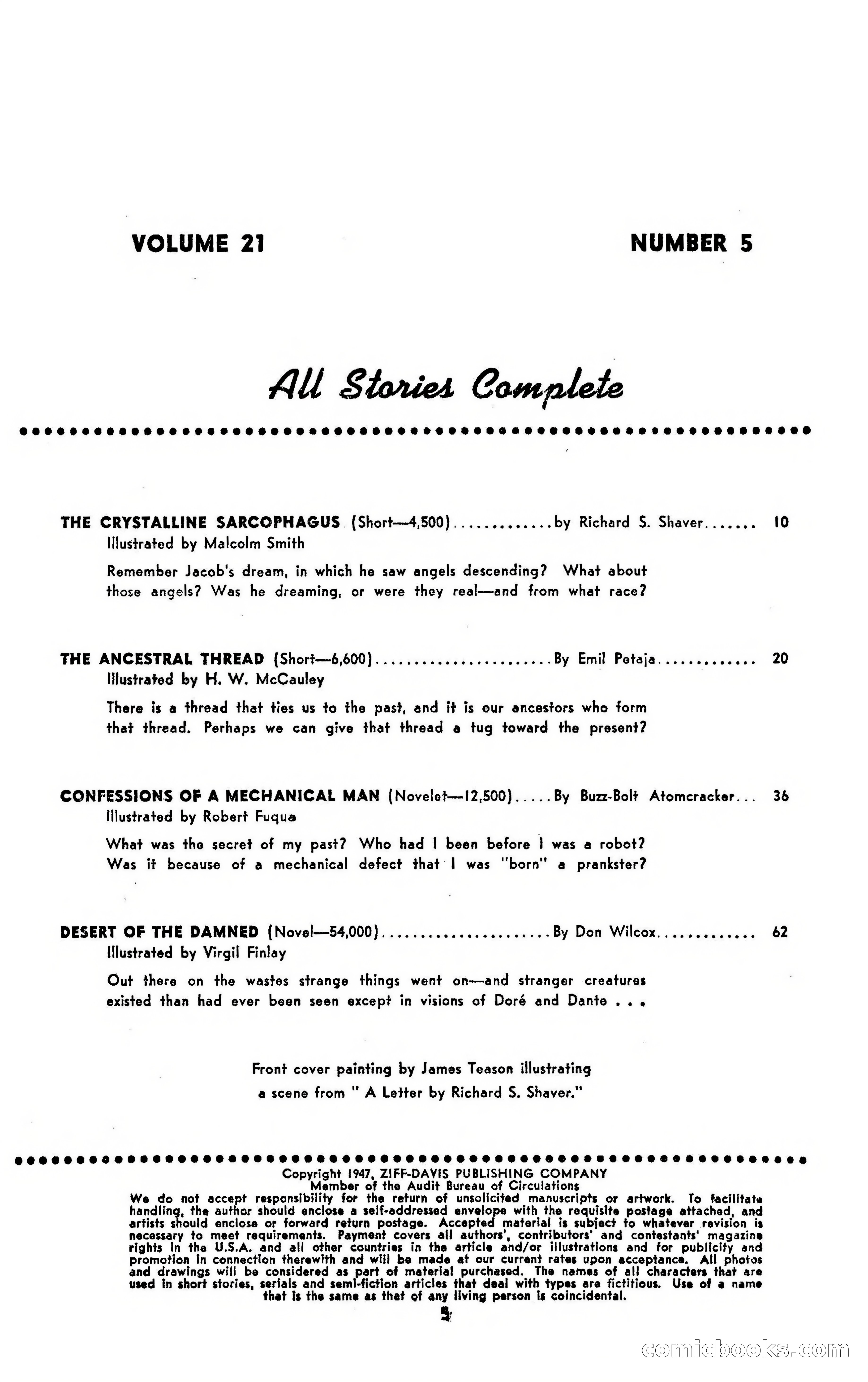 Amazing Stories, May 1947 — page 5 of 180