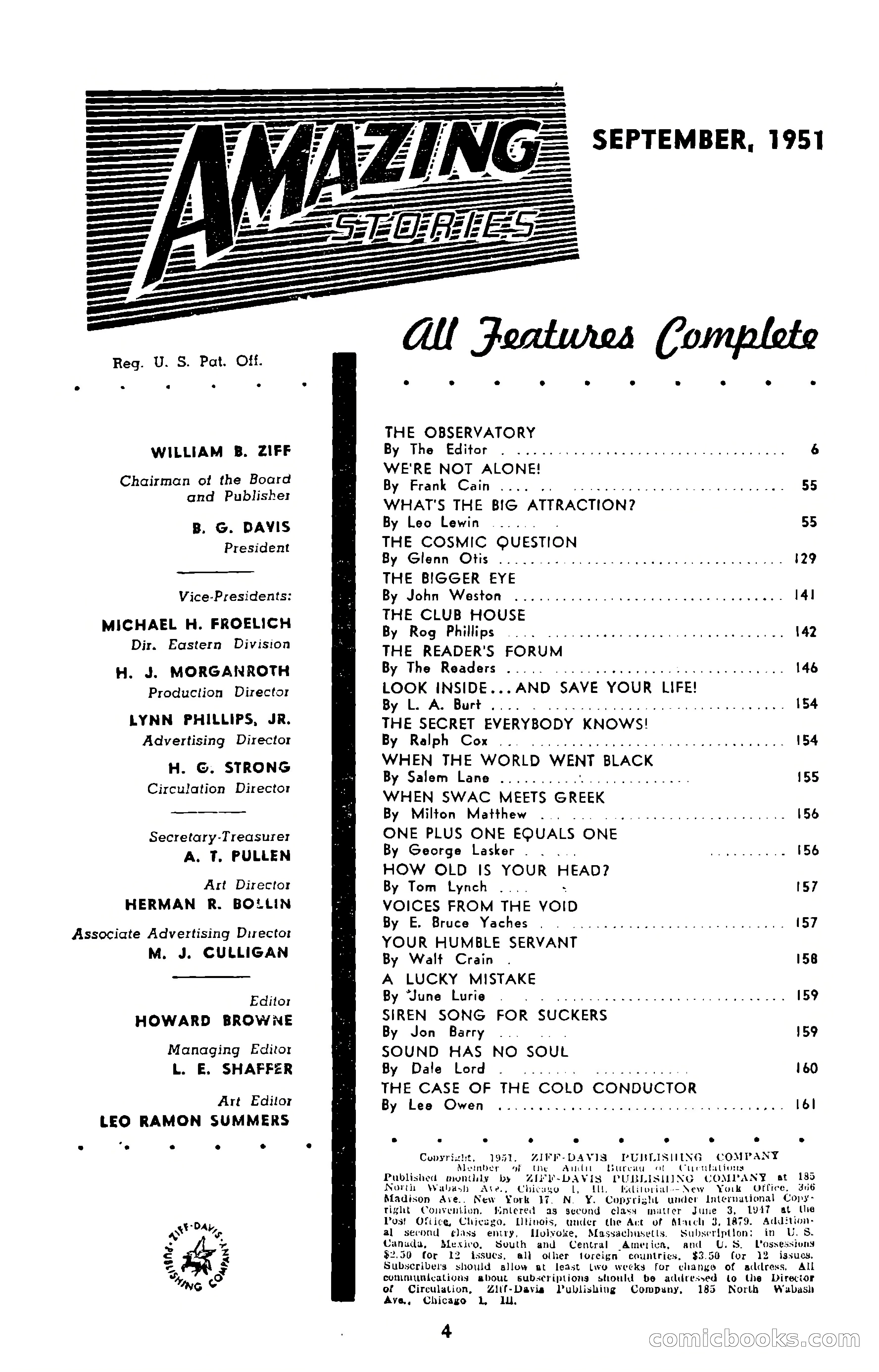 Amazing Stories, September 1951 — page 4 of 166