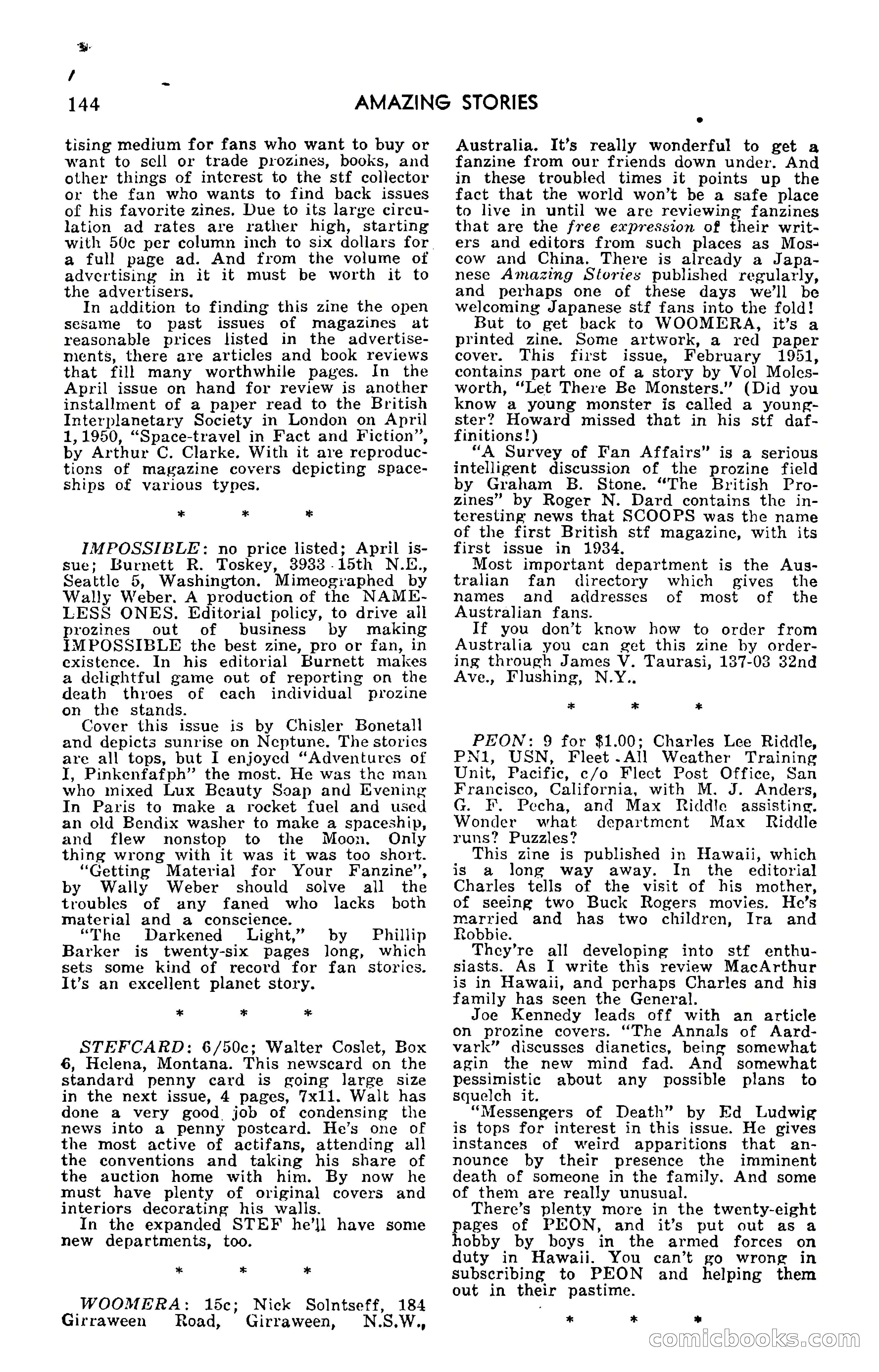 Amazing Stories, September 1951 — page 144 of 166