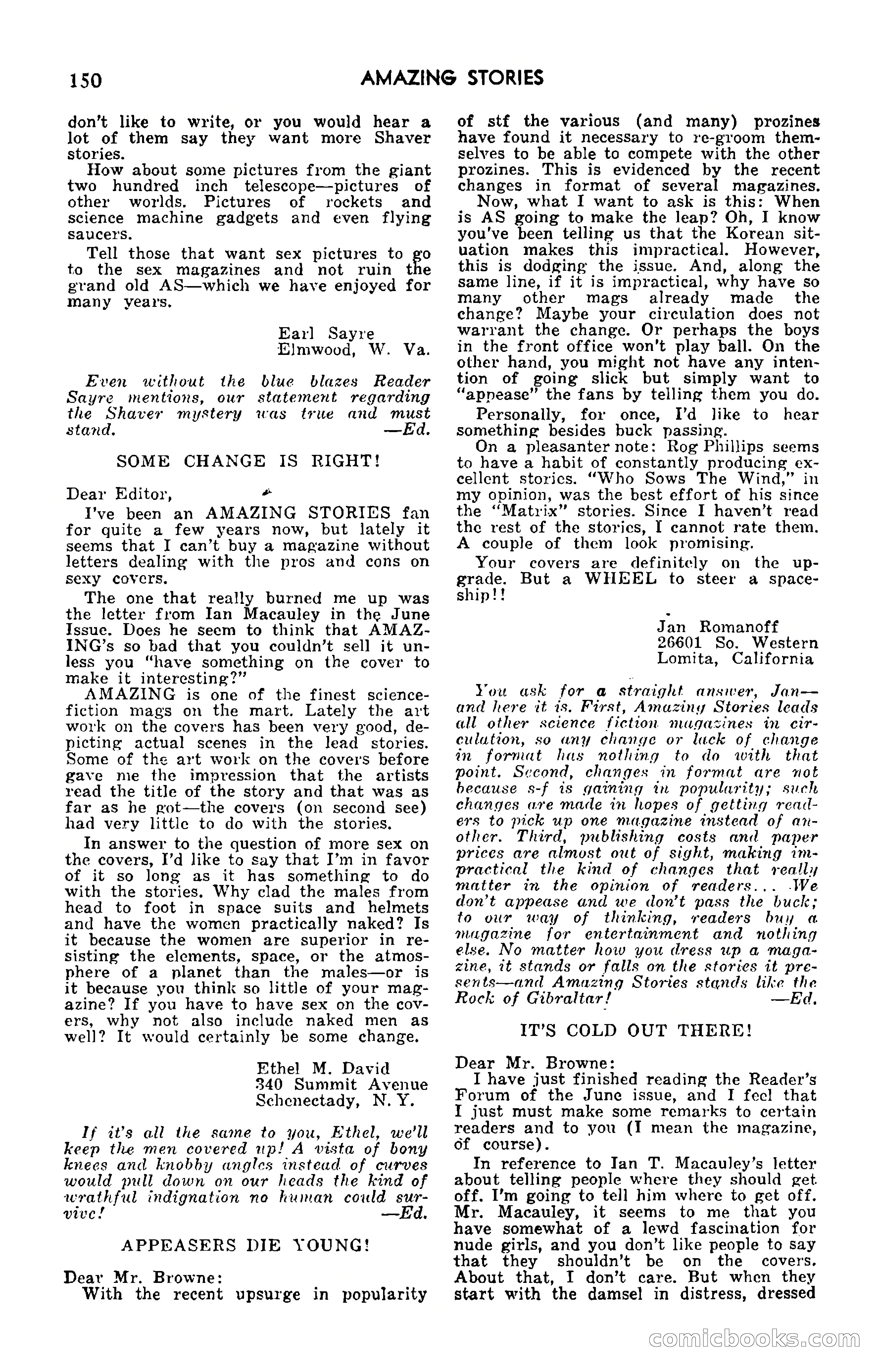 Amazing Stories, September 1951 — page 150 of 166