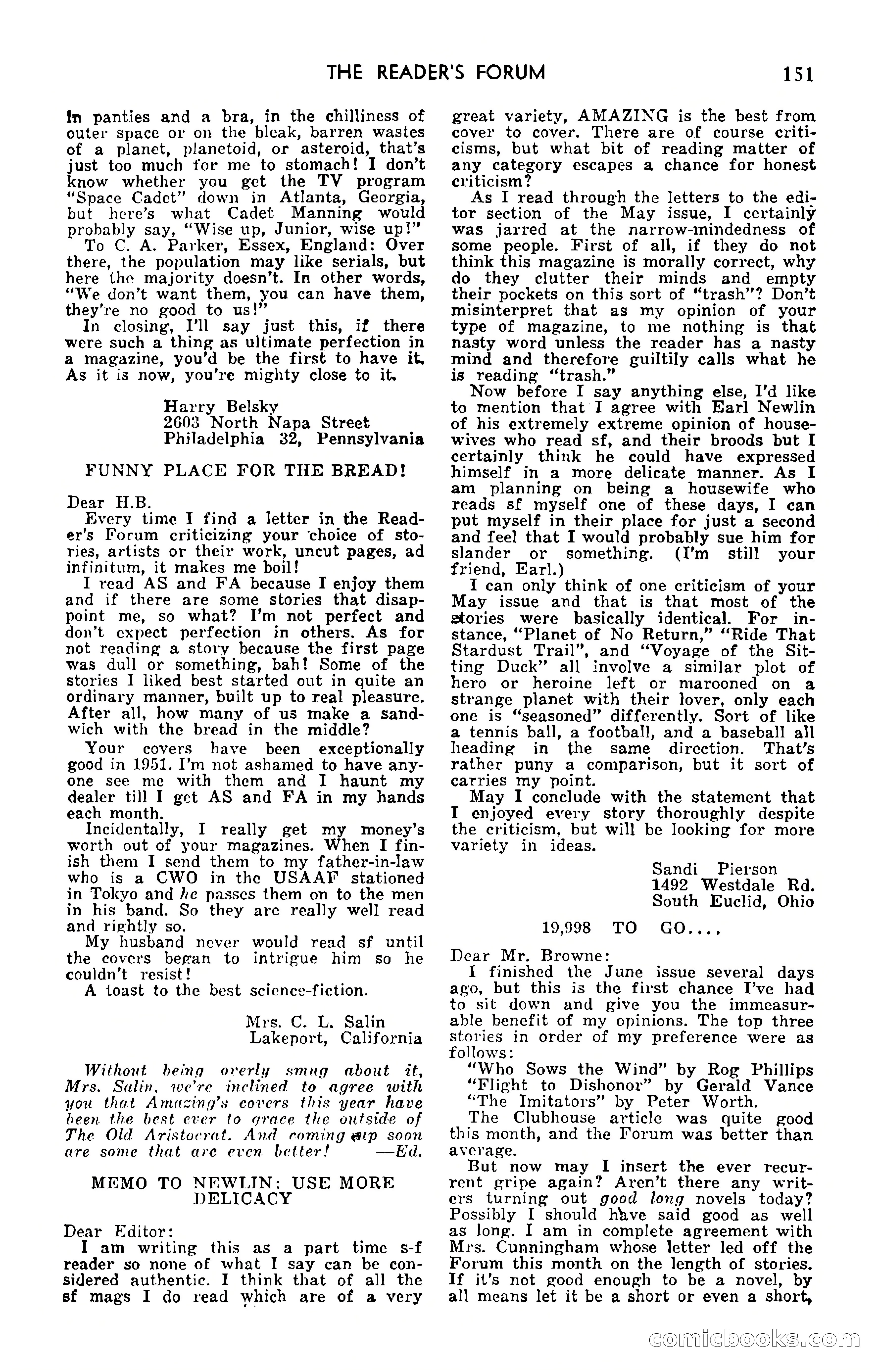 Amazing Stories, September 1951 — page 151 of 166