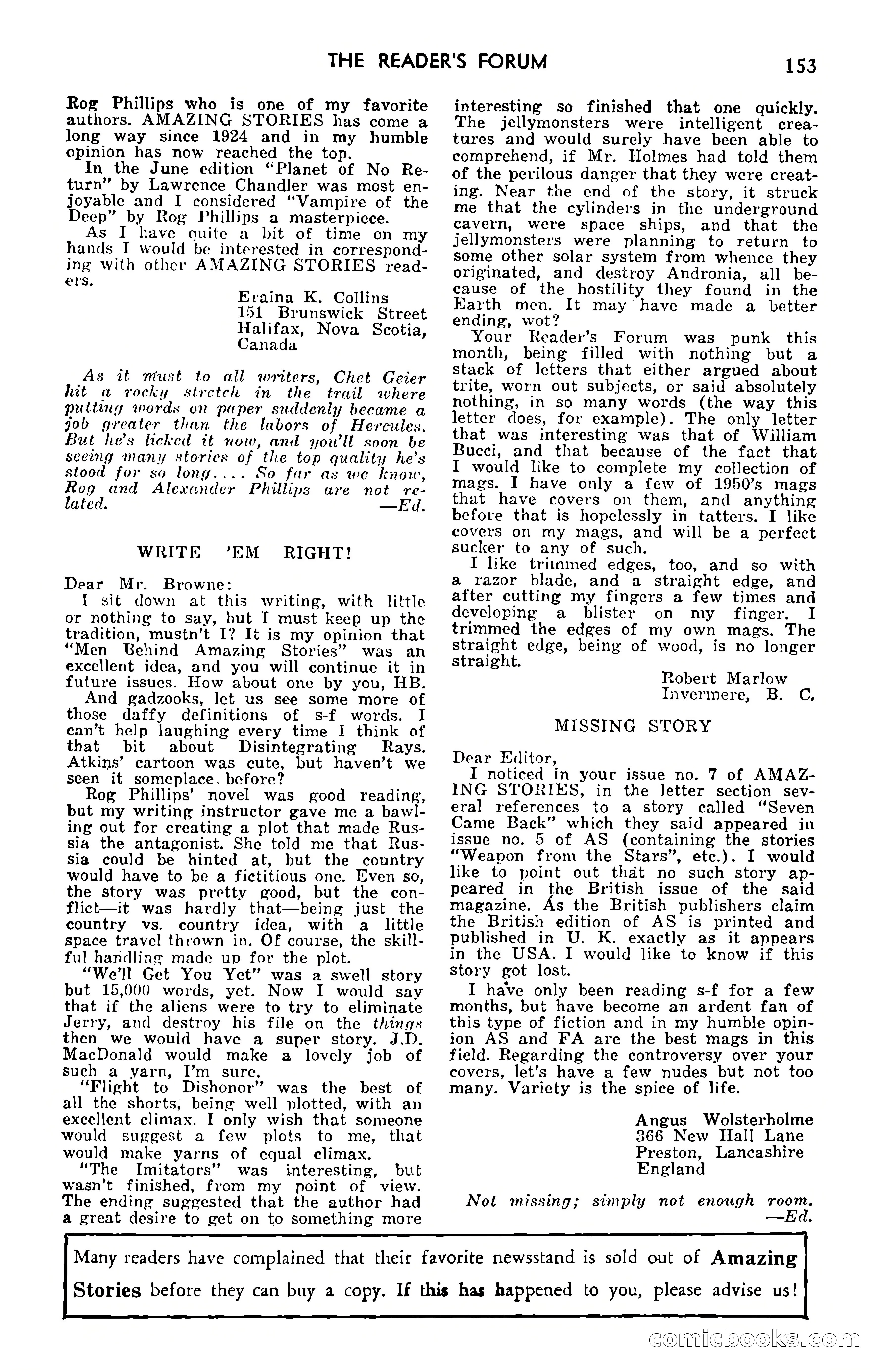 Amazing Stories, September 1951 — page 153 of 166