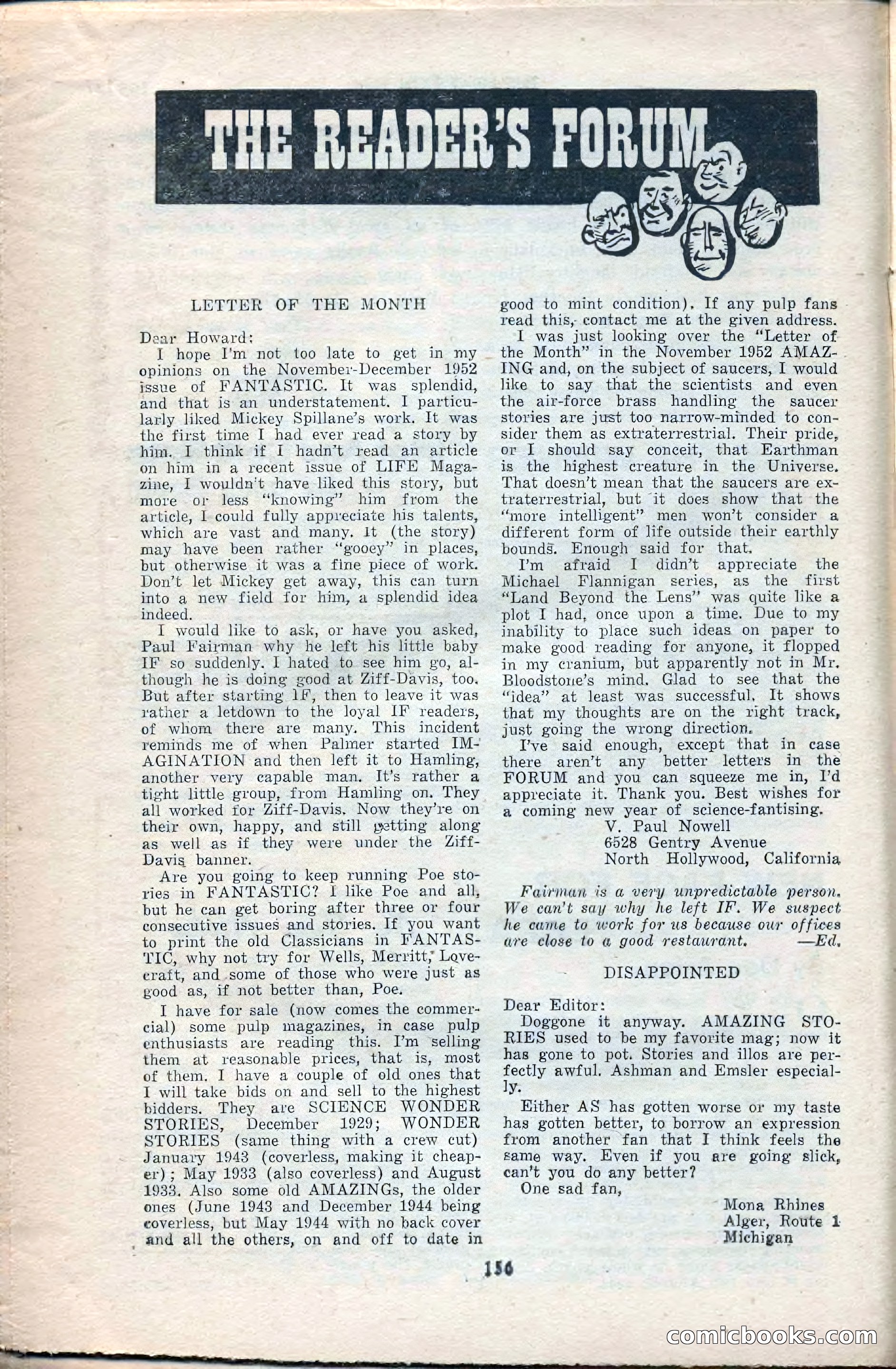 Amazing Stories, February 1953 — page 156 of 164