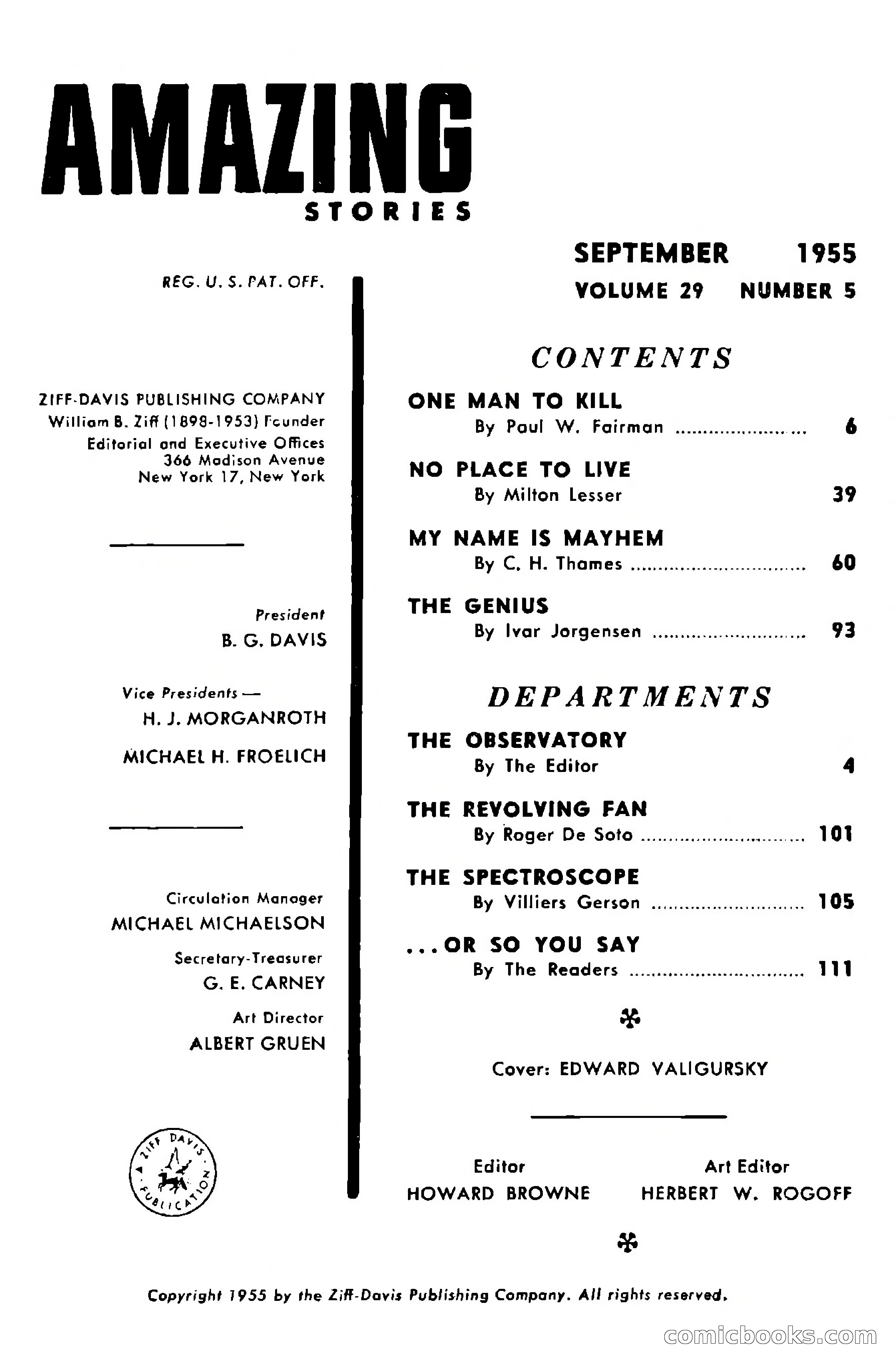 Amazing Stories, September 1955 — page 3 of 133