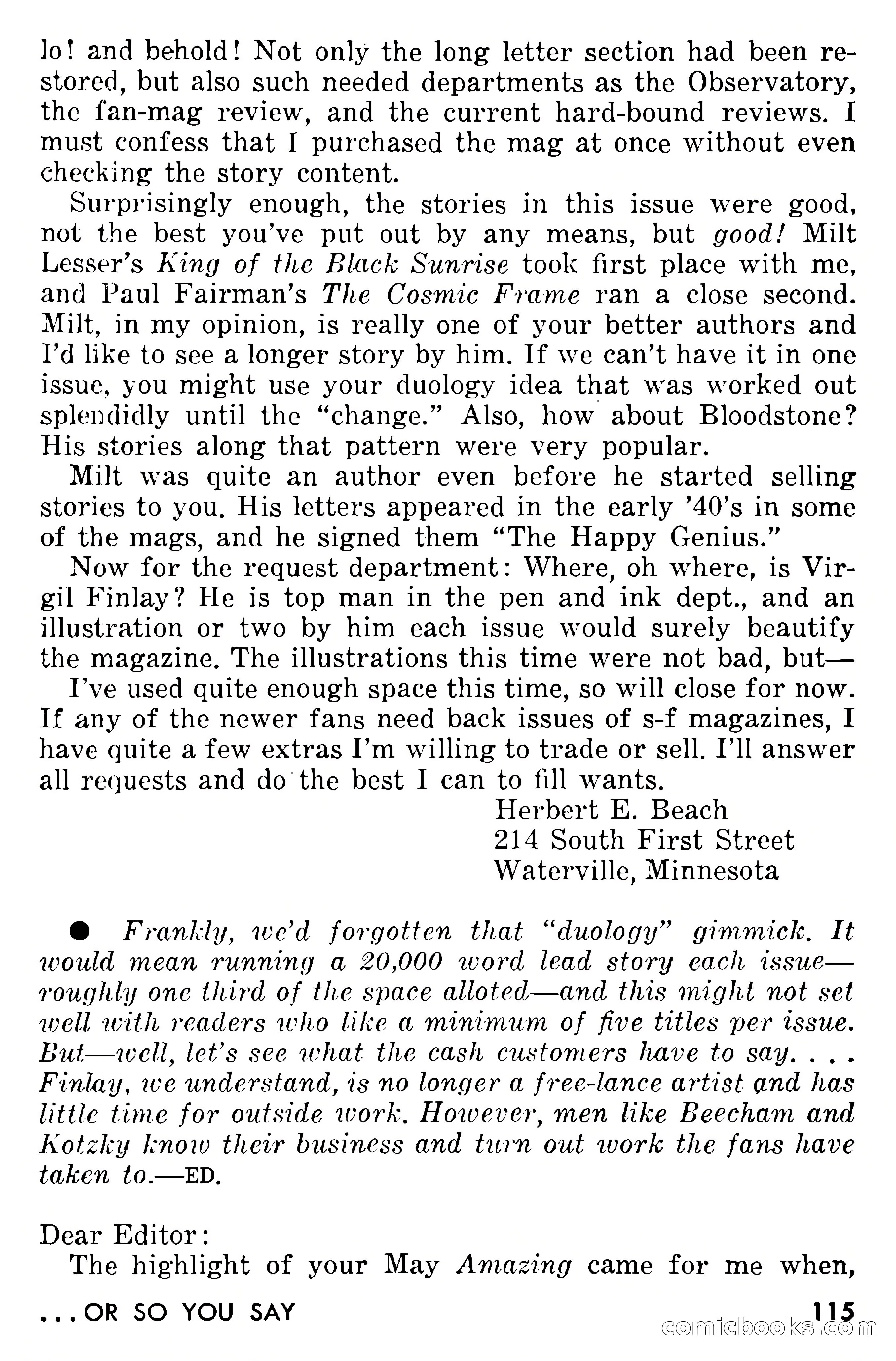 Amazing Stories, September 1955 — page 115 of 133