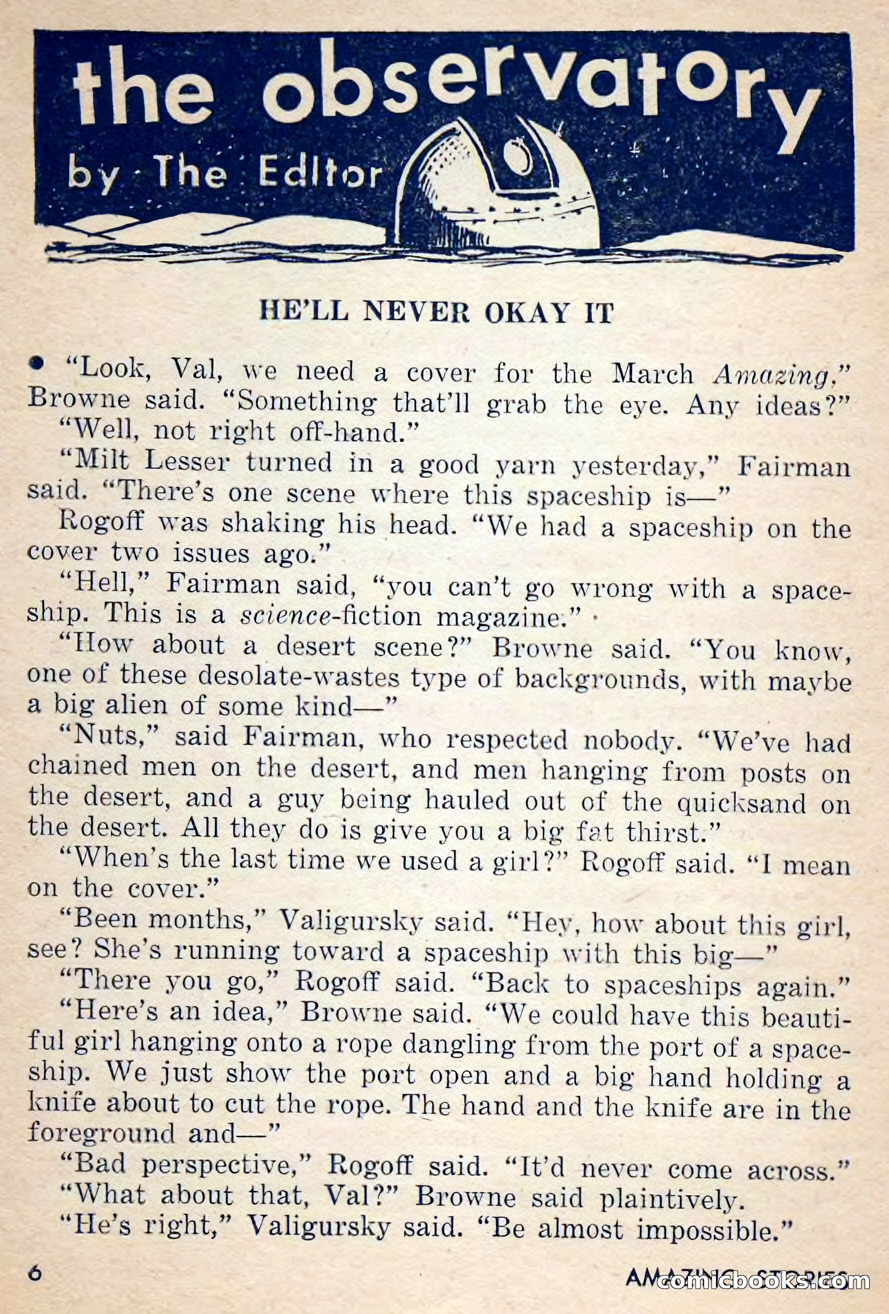 Amazing Stories, March 1956 — page 6 of 130