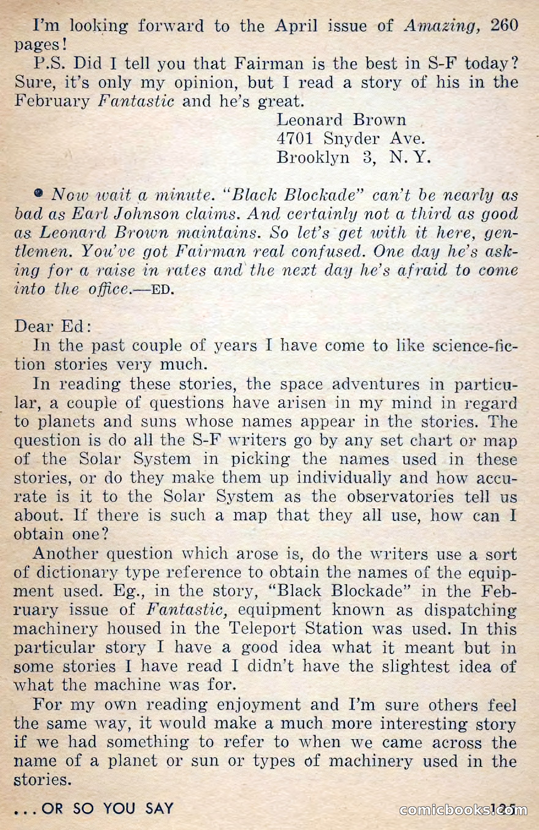 Amazing Stories, March 1956 — page 125 of 130