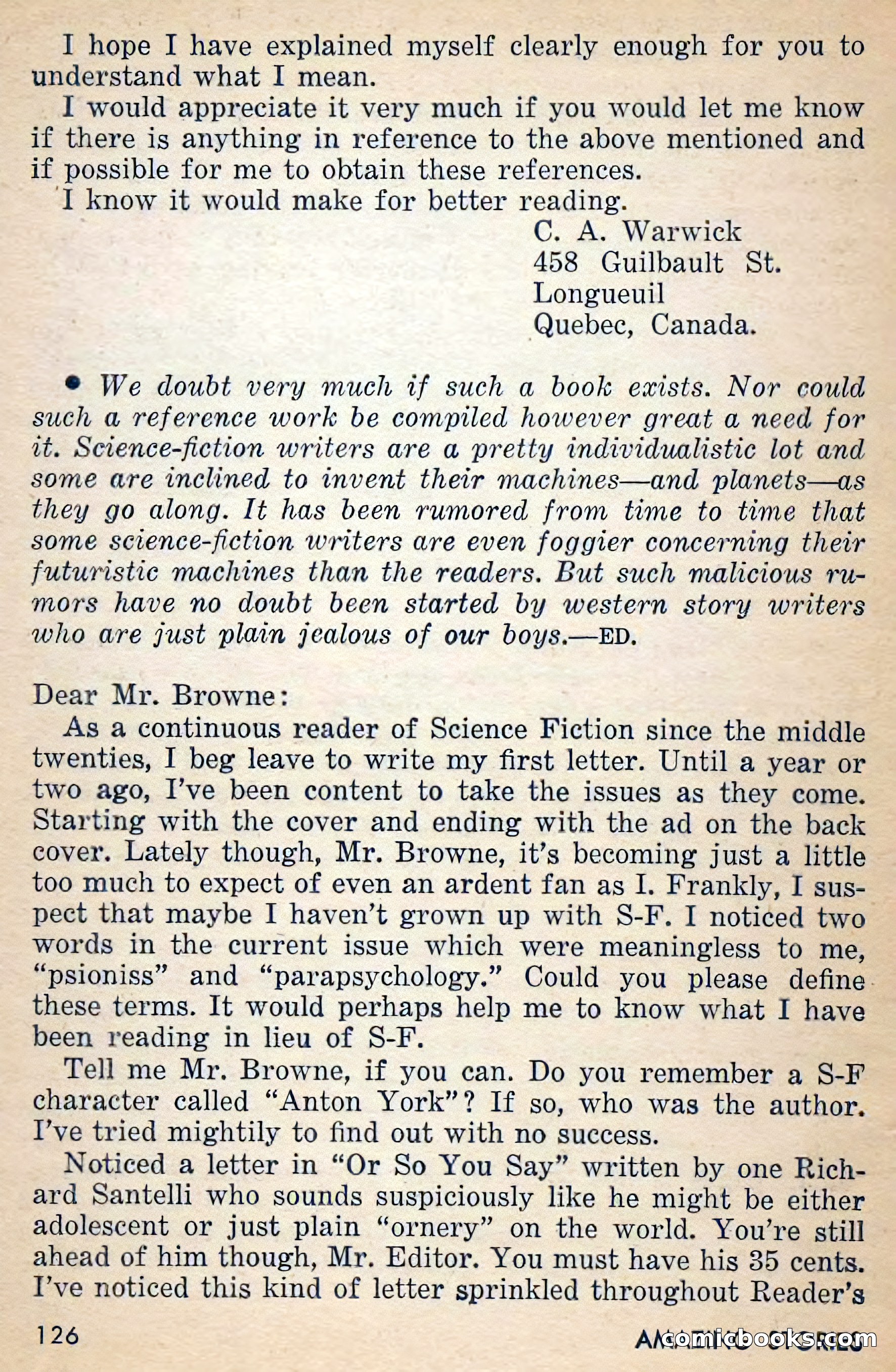 Amazing Stories, March 1956 — page 126 of 130