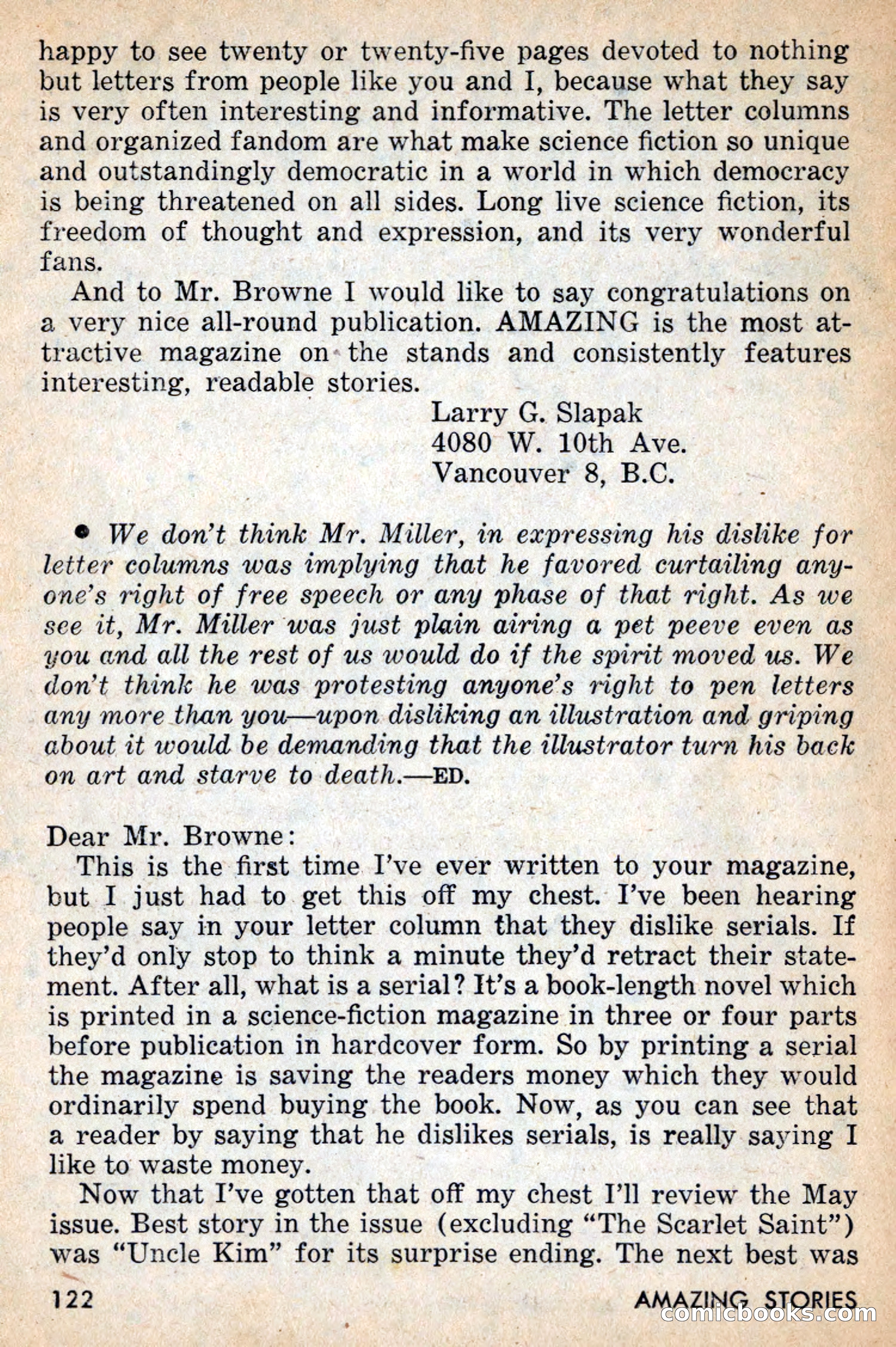 Amazing Stories, July 1956 — page 122 of 132