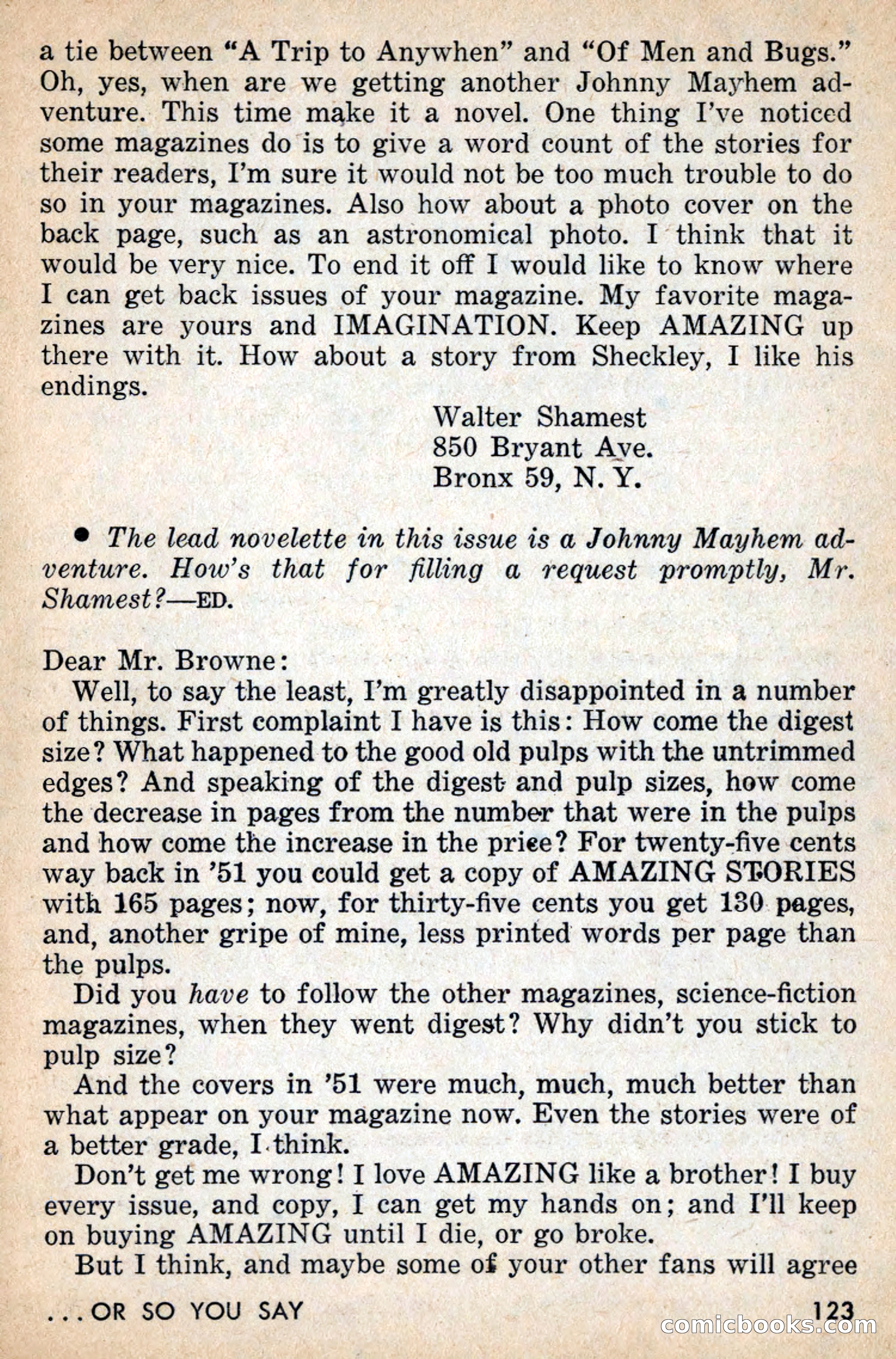 Amazing Stories, July 1956 — page 123 of 132