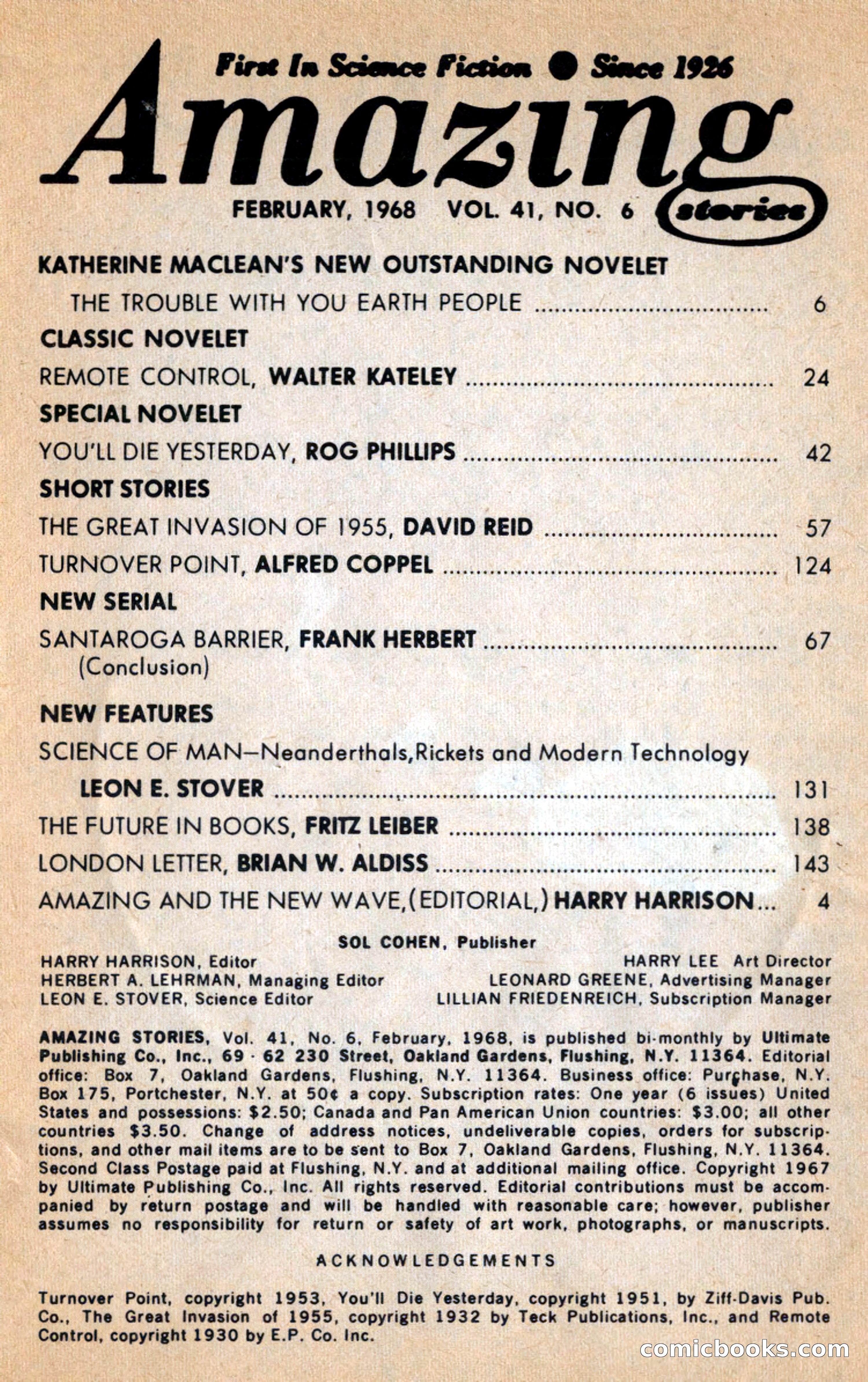 Amazing Stories, February 1968 — page 3 of 148