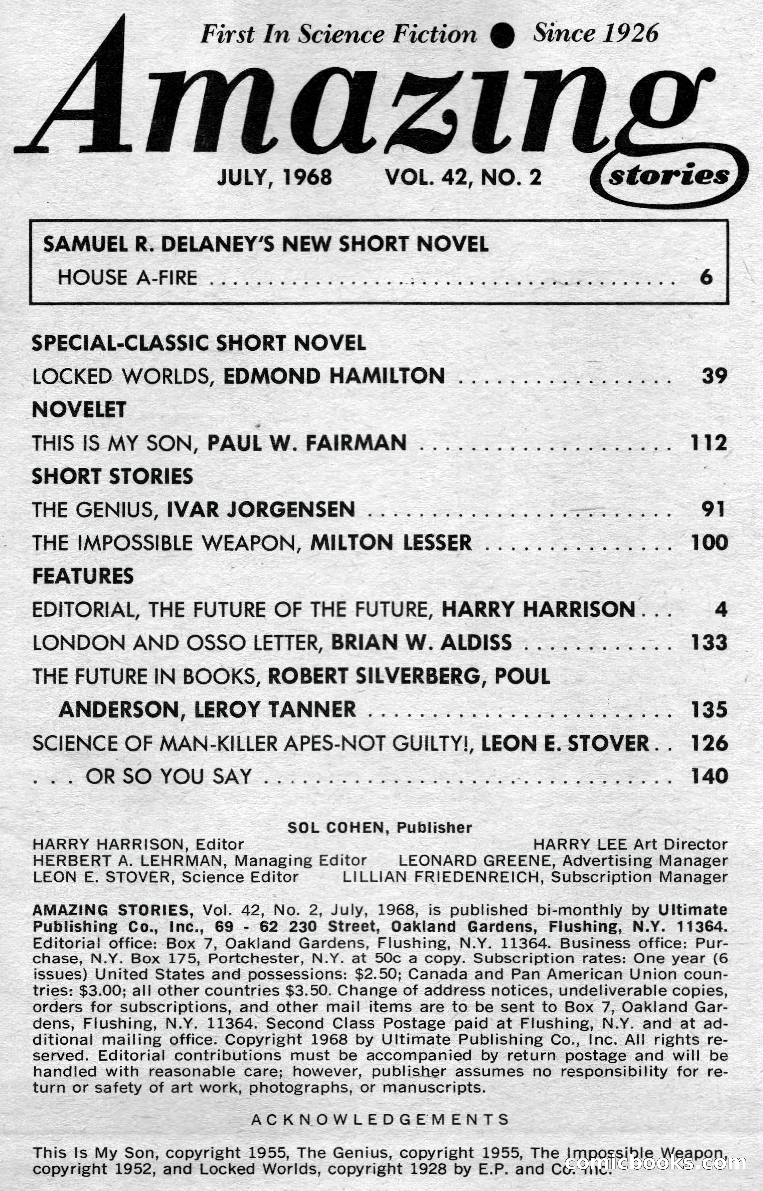 Amazing Stories, July 1968 — page 3 of 148
