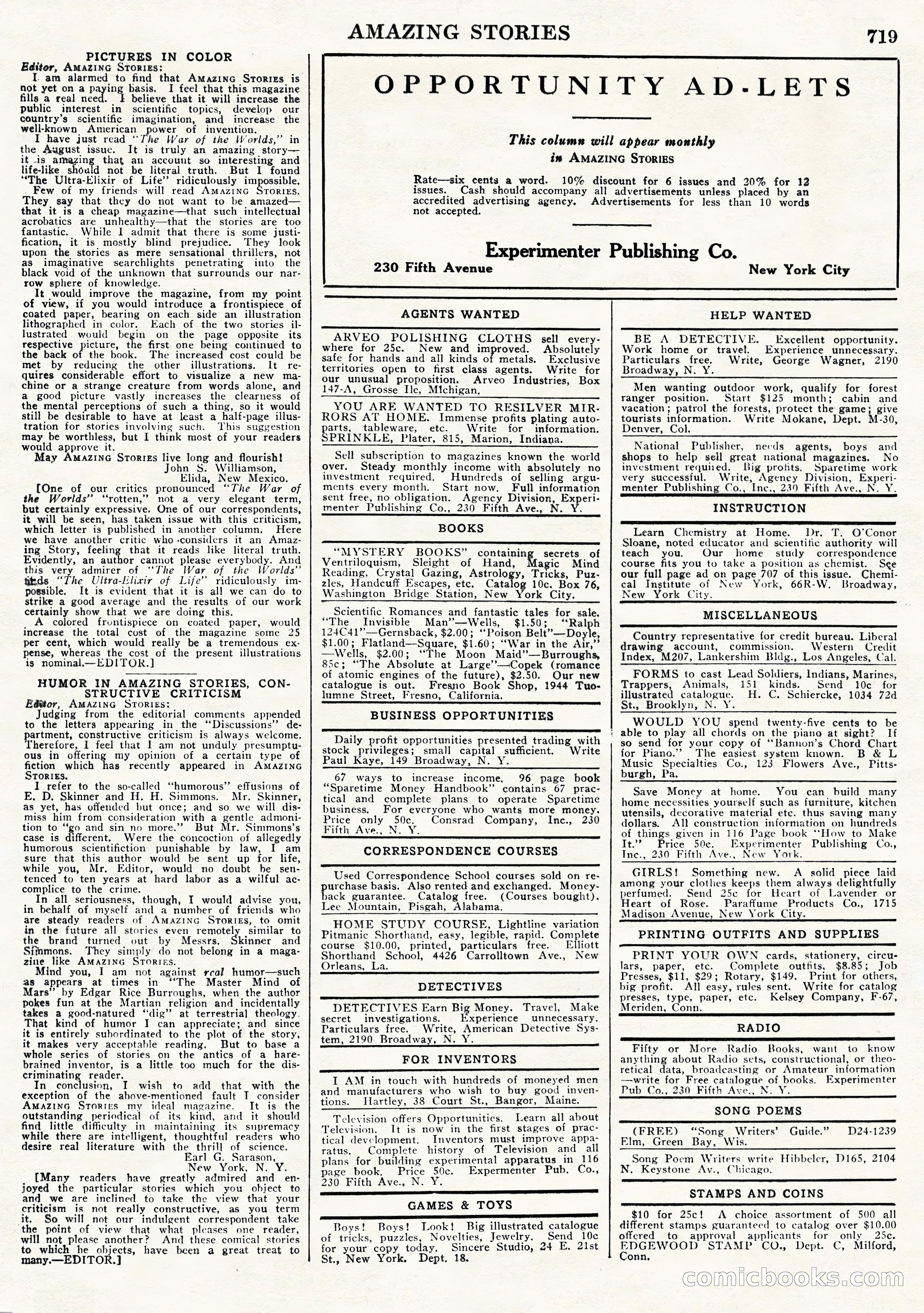 Amazing Stories, Vol. 2, No. 7 — page 101 of 104