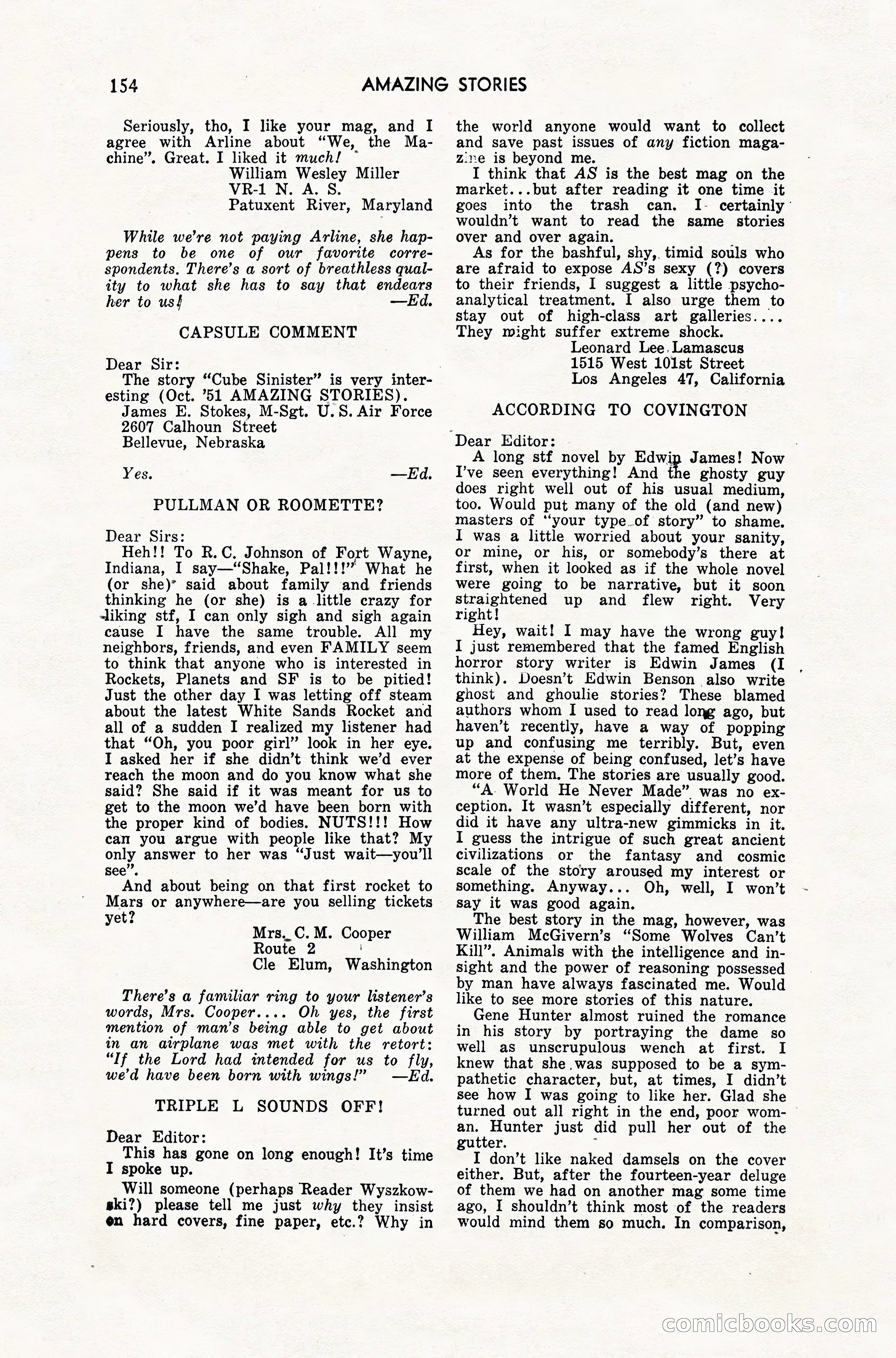 Amazing Stories, February 1952 — page 154 of 164