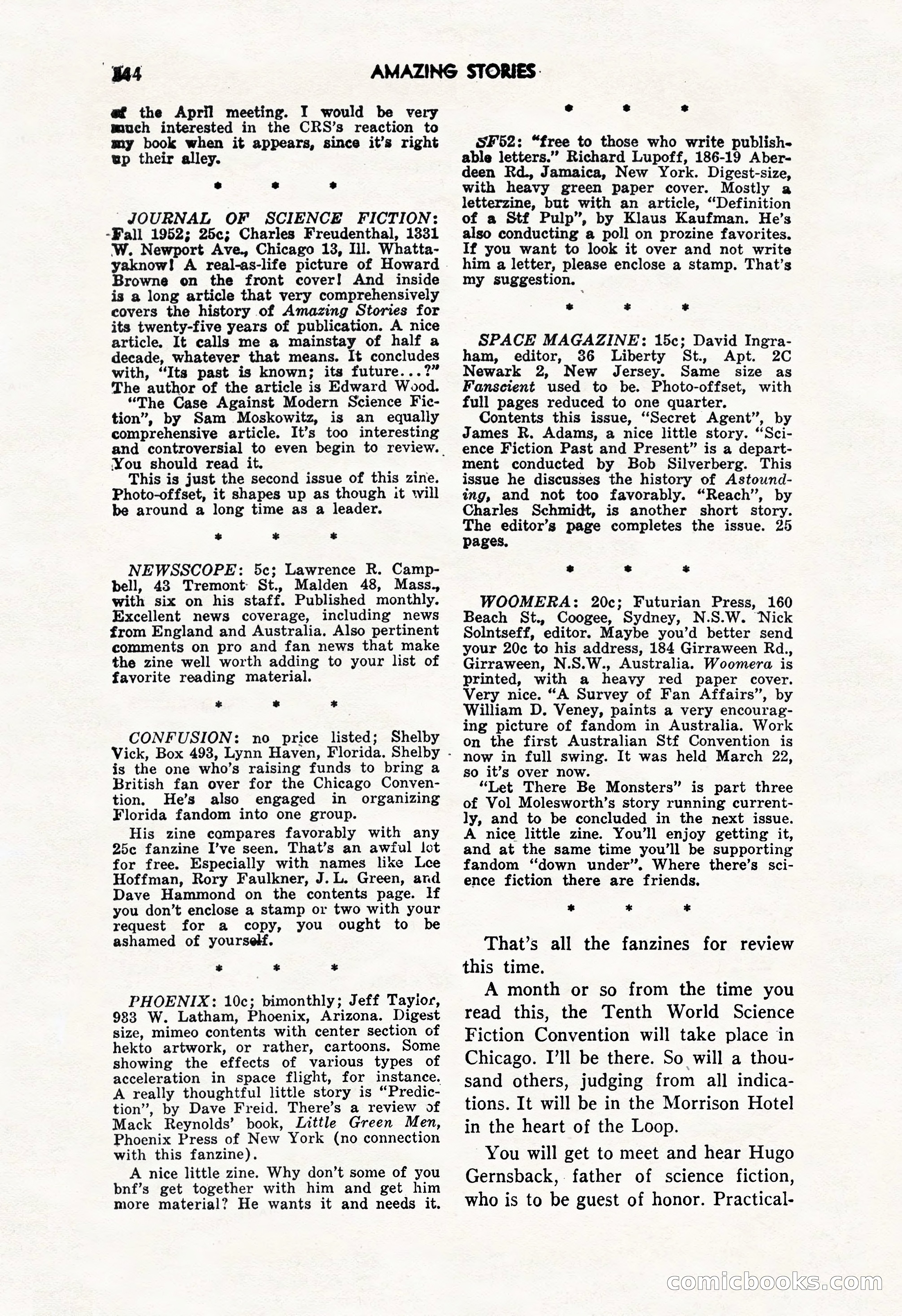 Amazing Stories, October 1952 — page 144 of 164