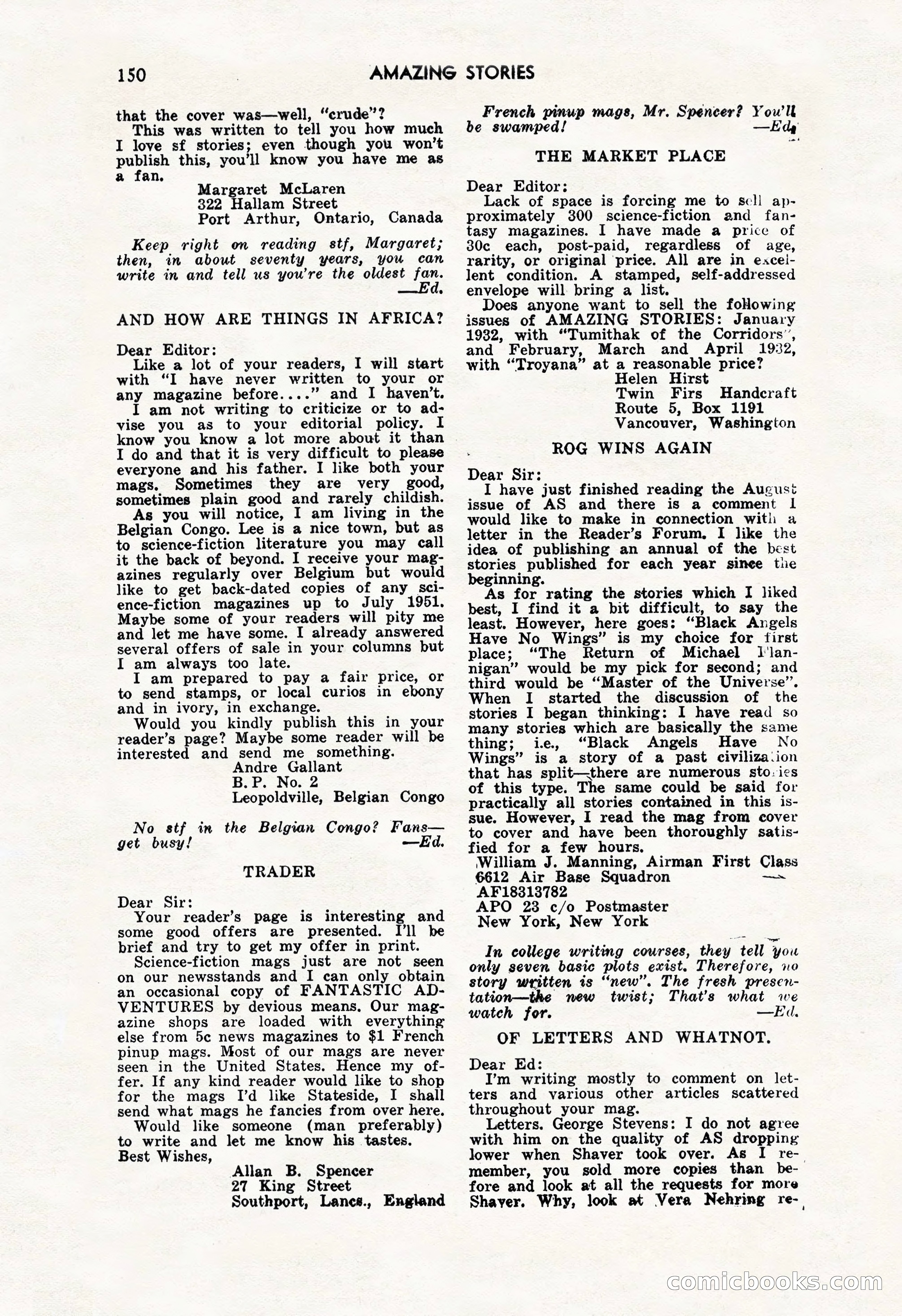 Amazing Stories, October 1952 — page 150 of 164