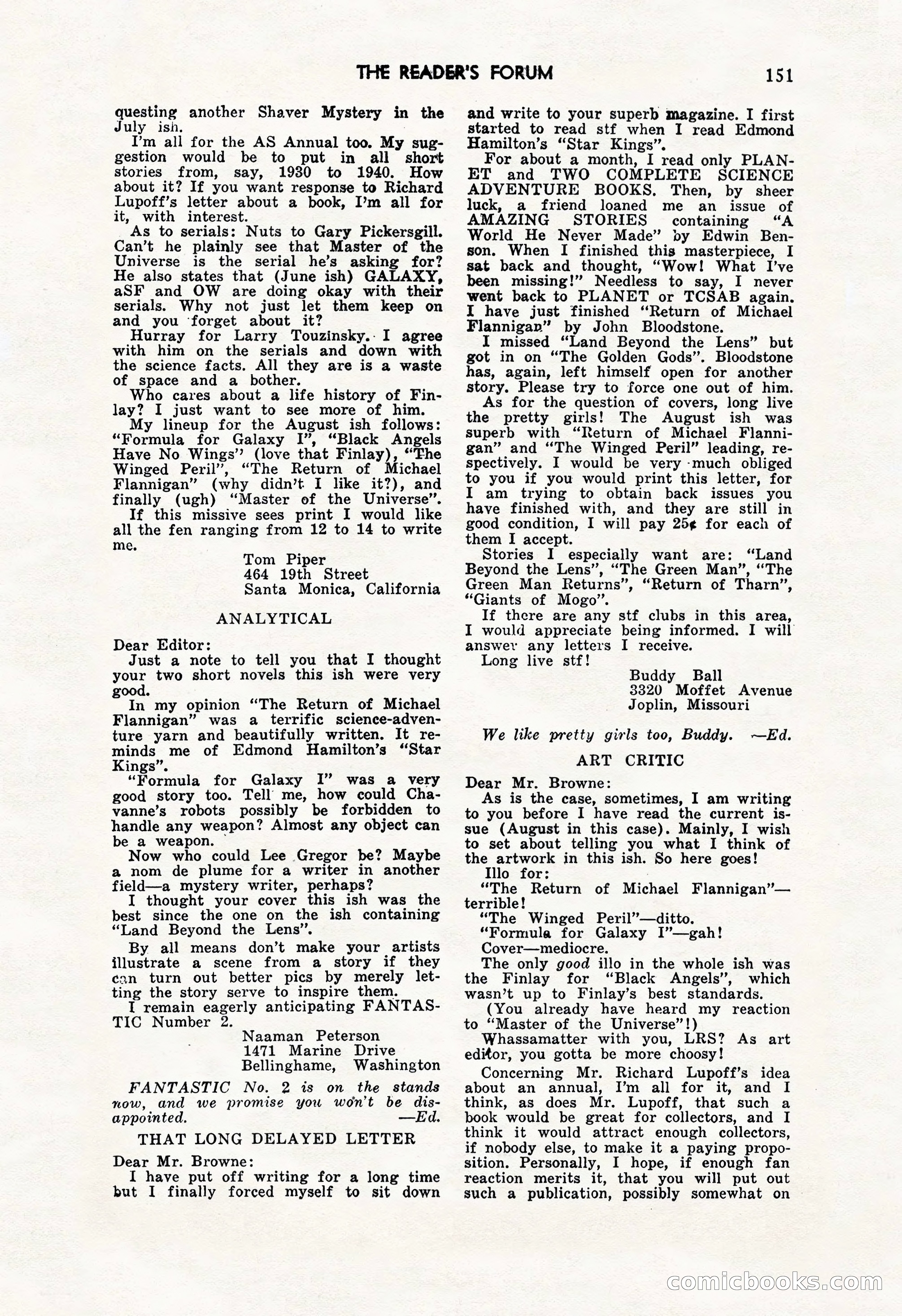Amazing Stories, October 1952 — page 151 of 164