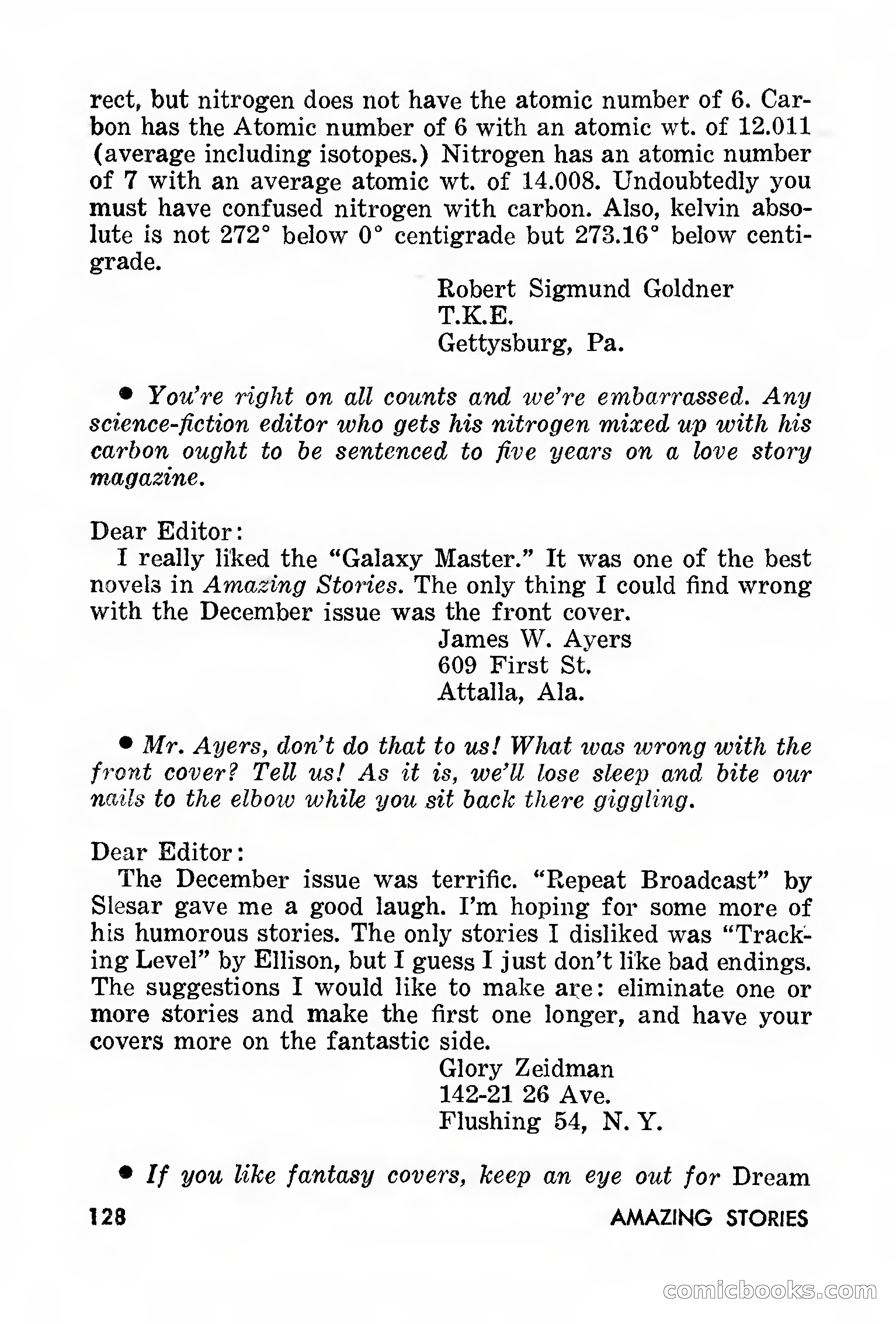 Amazing Stories, March 1957 — page 128 of 132