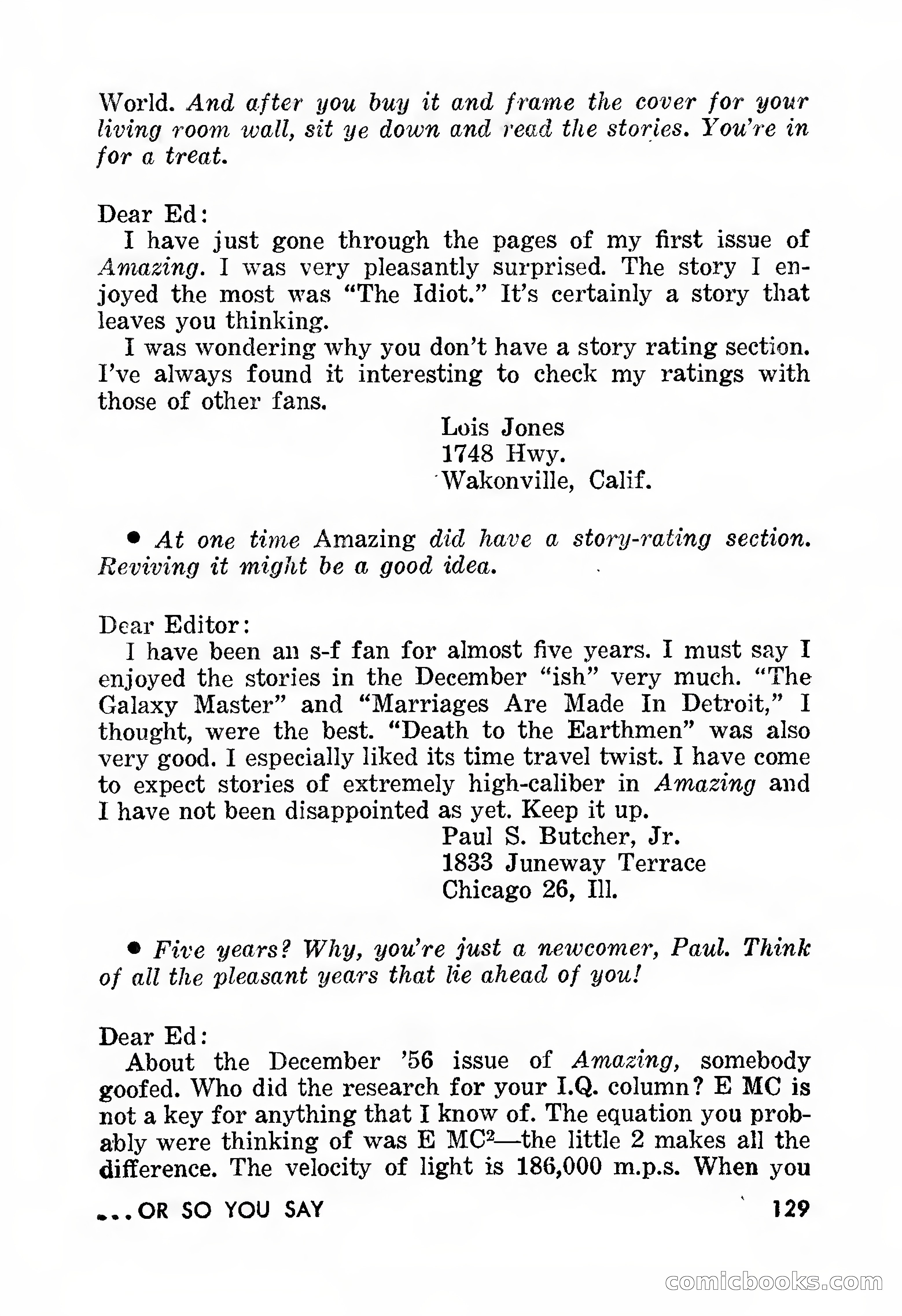 Amazing Stories, March 1957 — page 129 of 132