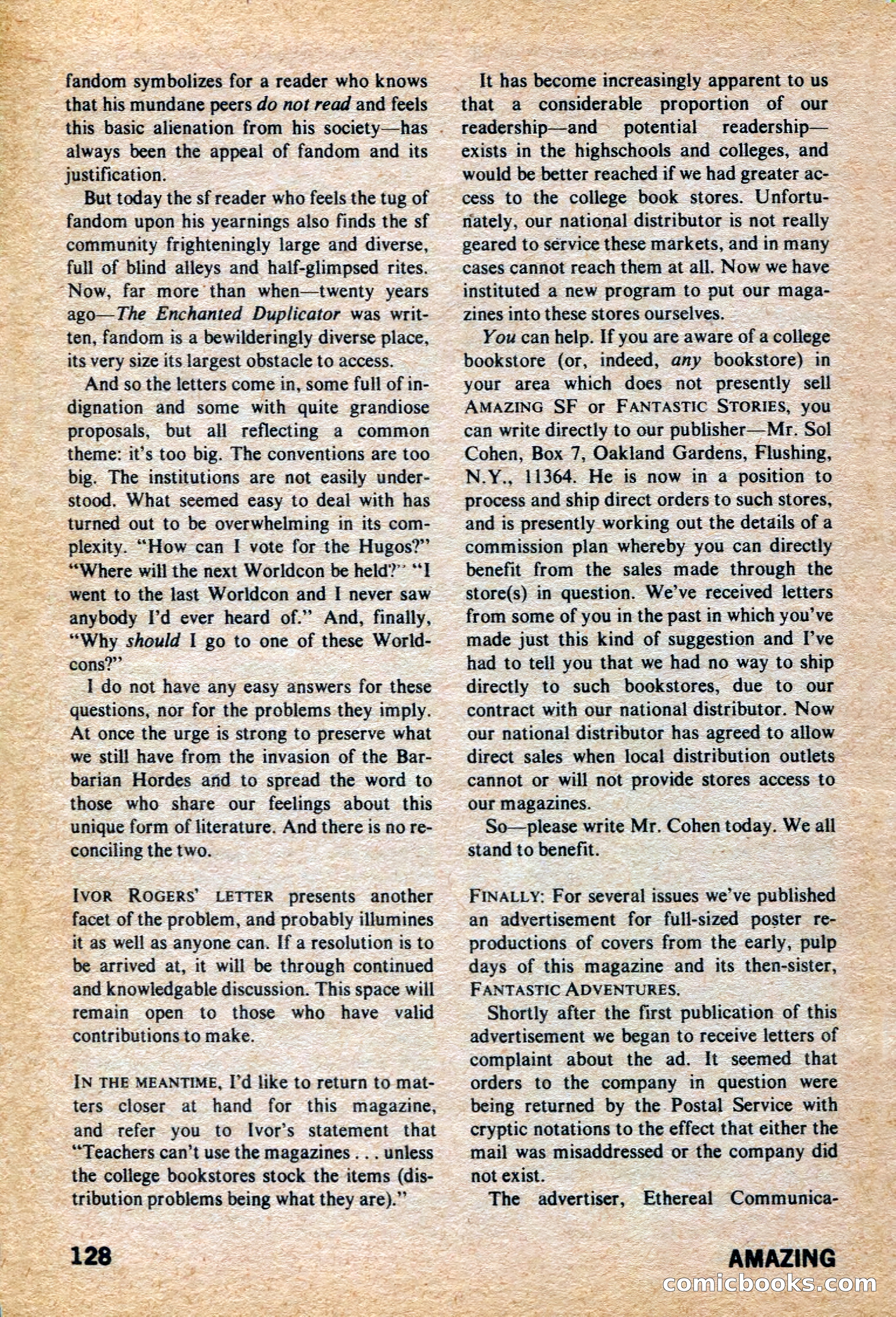 Amazing Stories, March 1973 — page 128 of 132