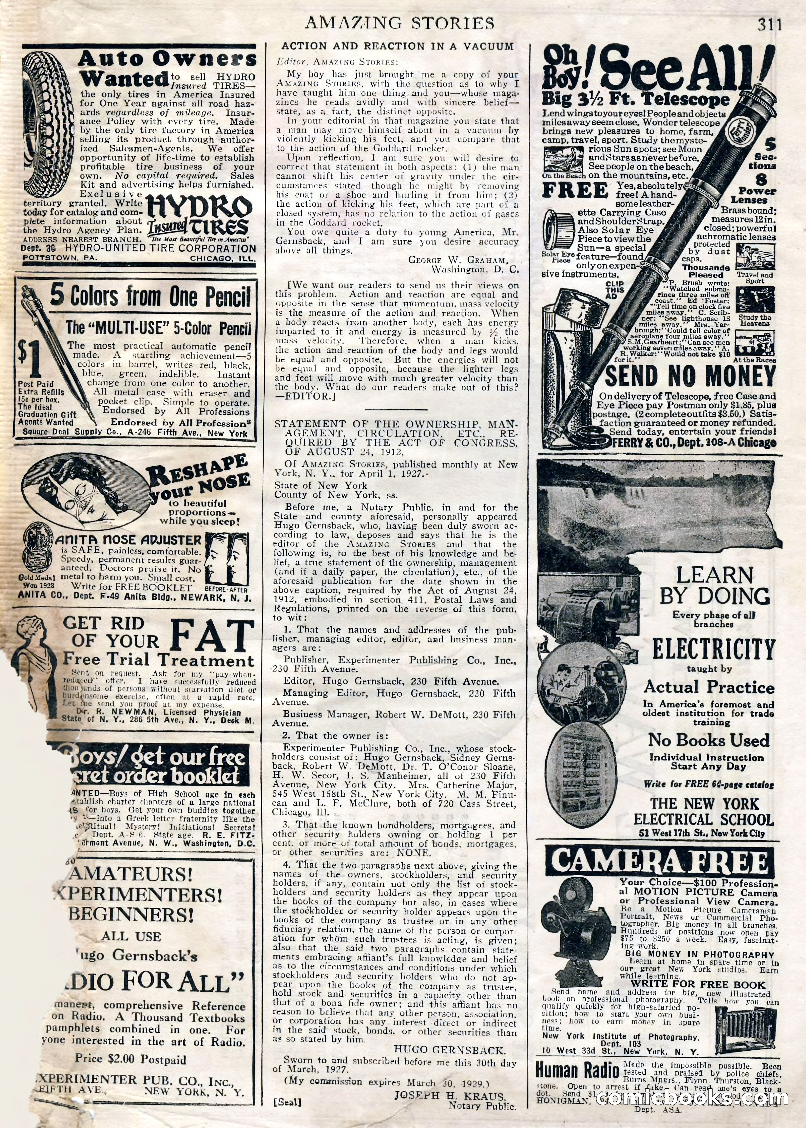 Amazing Stories, Vol. 2, No. 3 — page 105 of 108
