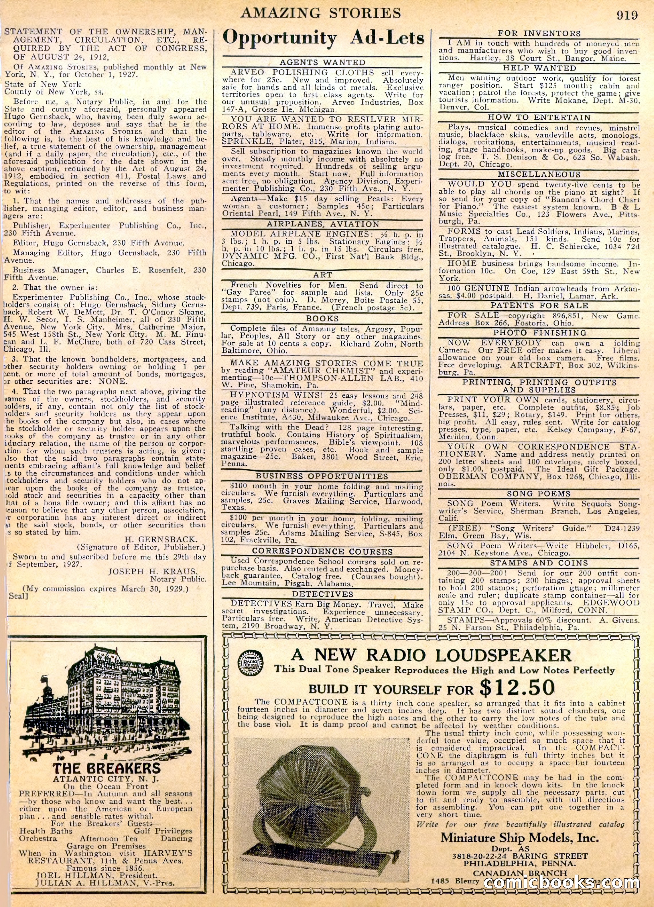 Amazing Stories, Vol. 2, No. 9 — page 101 of 104